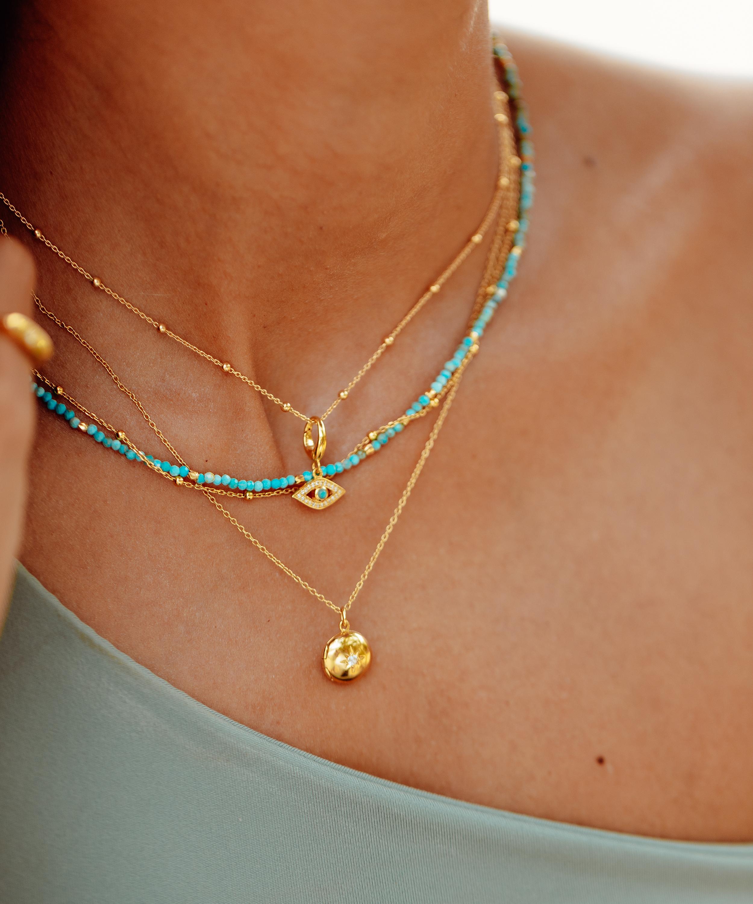 Astley Clarke - 18ct Gold-Plated Vermeil Silver Biography Turquoise Necklace image number 1