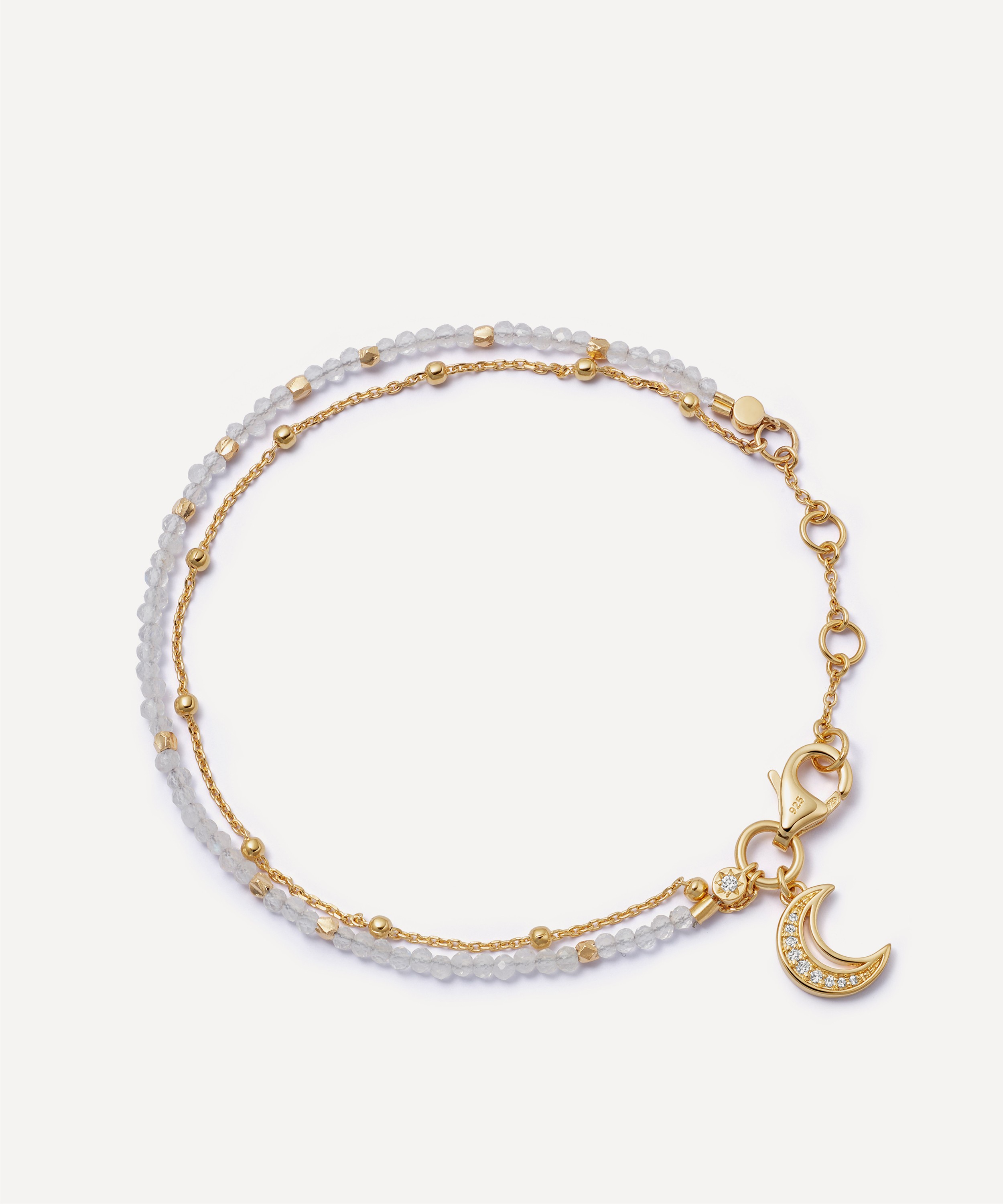 Astley Clarke - 18ct Gold-Plated Vermeil Silver Fine Biography Moonstone Moon Bracelet image number 0