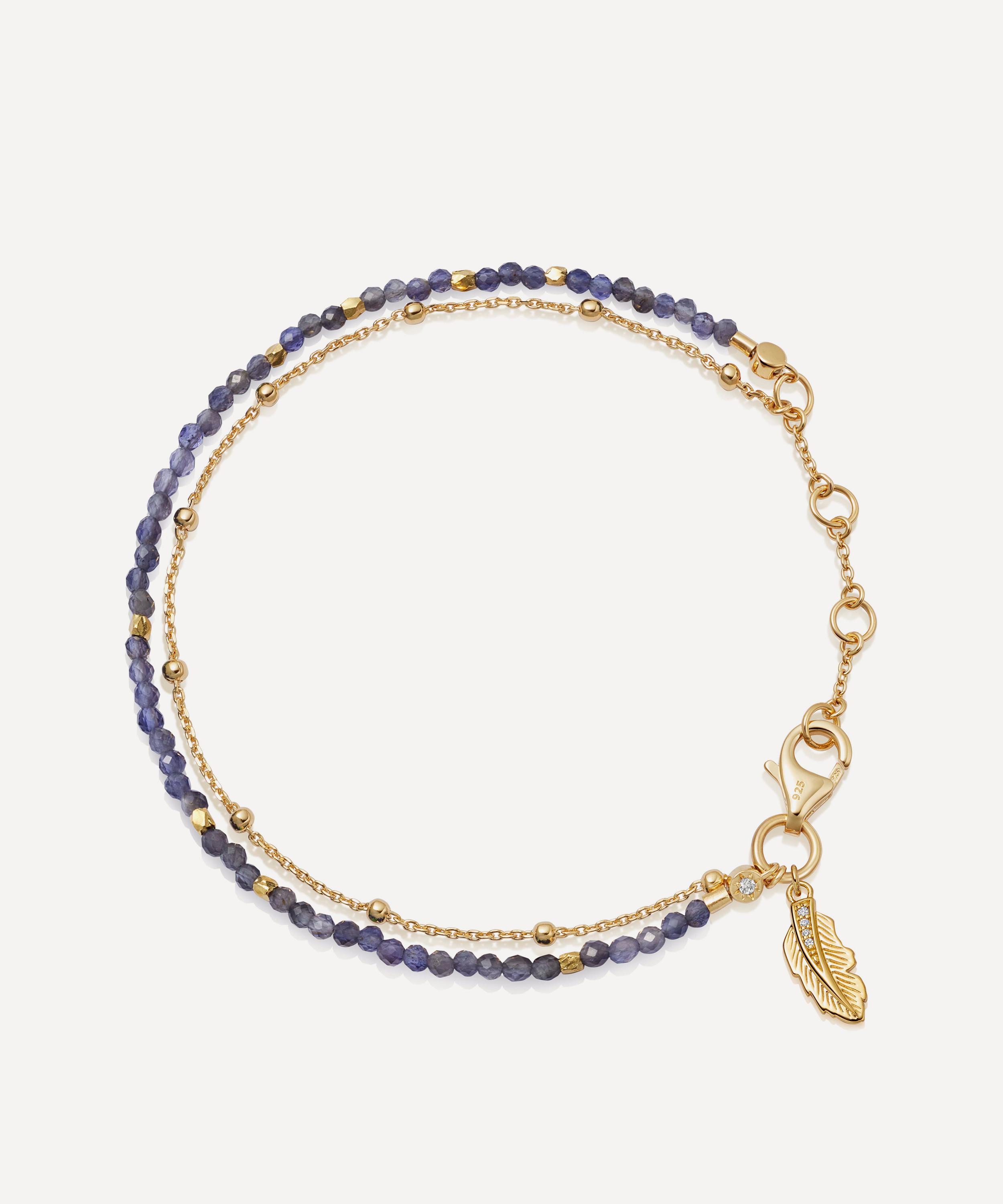 Astley Clarke - 18ct Gold-Plated Vermeil Silver Fine Biography Iolite Feather Bracelet image number 0