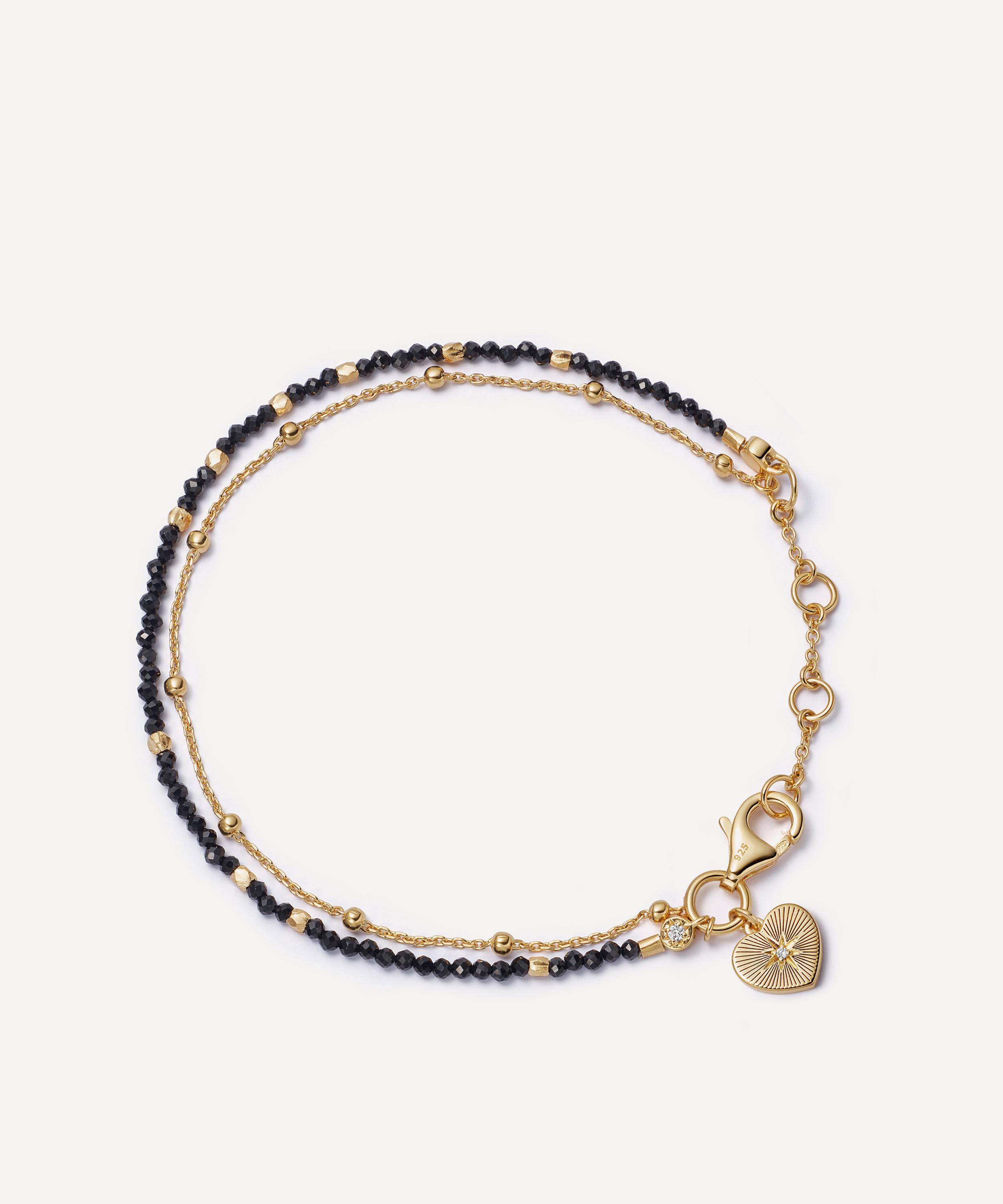 Astley Clarke - 18ct Gold-Plated Vermeil Silver Fine Biography Black Spinel Heart Bracelet image number 0