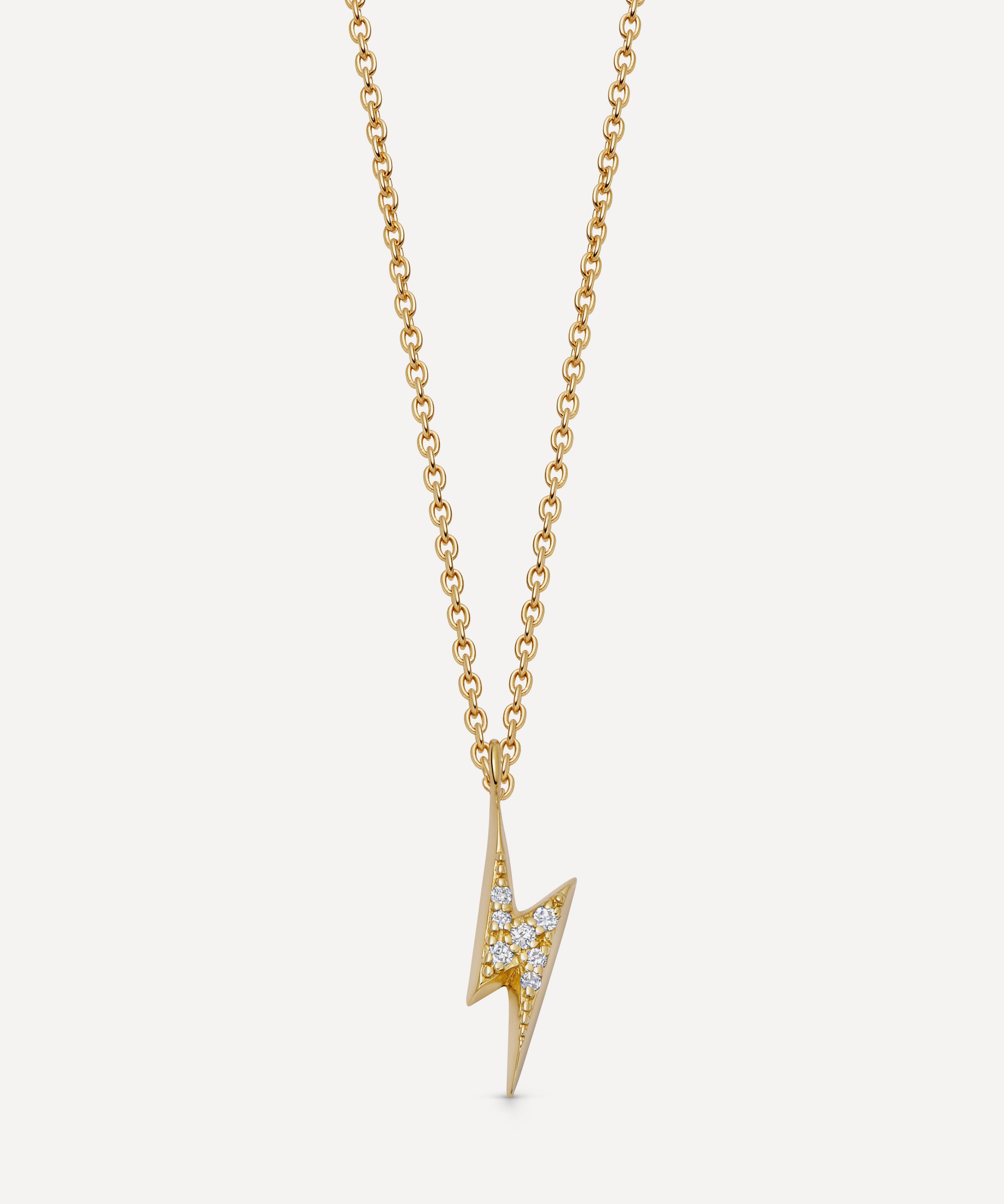 Astley Clarke 14ct Gold Lightning Bolt Diamond Pendant