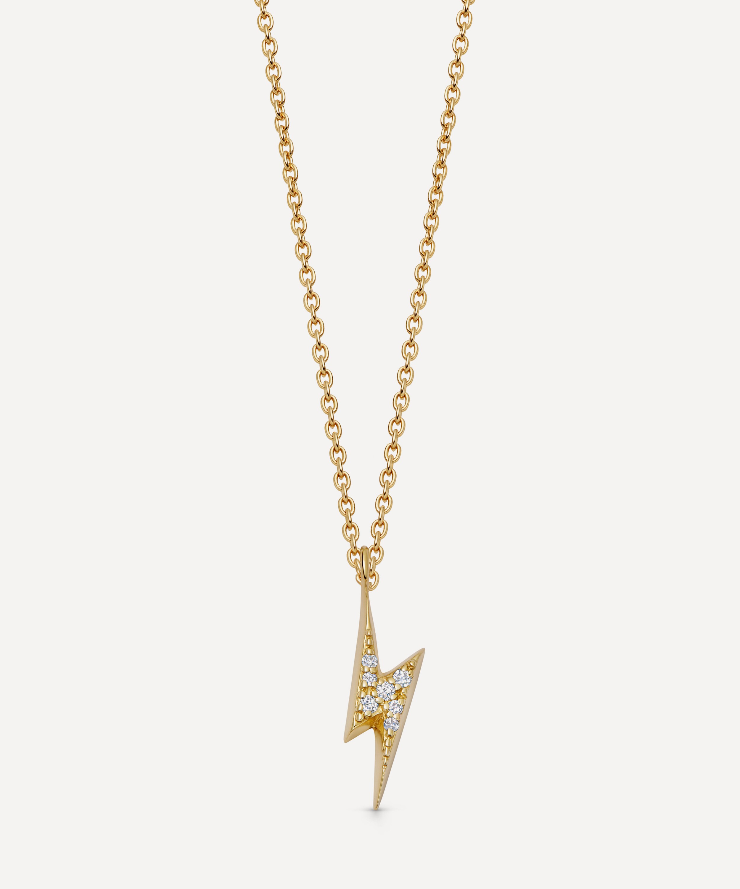 Astley Clarke - 14ct Gold Lightning Bolt Diamond Pendant Necklace image number 0