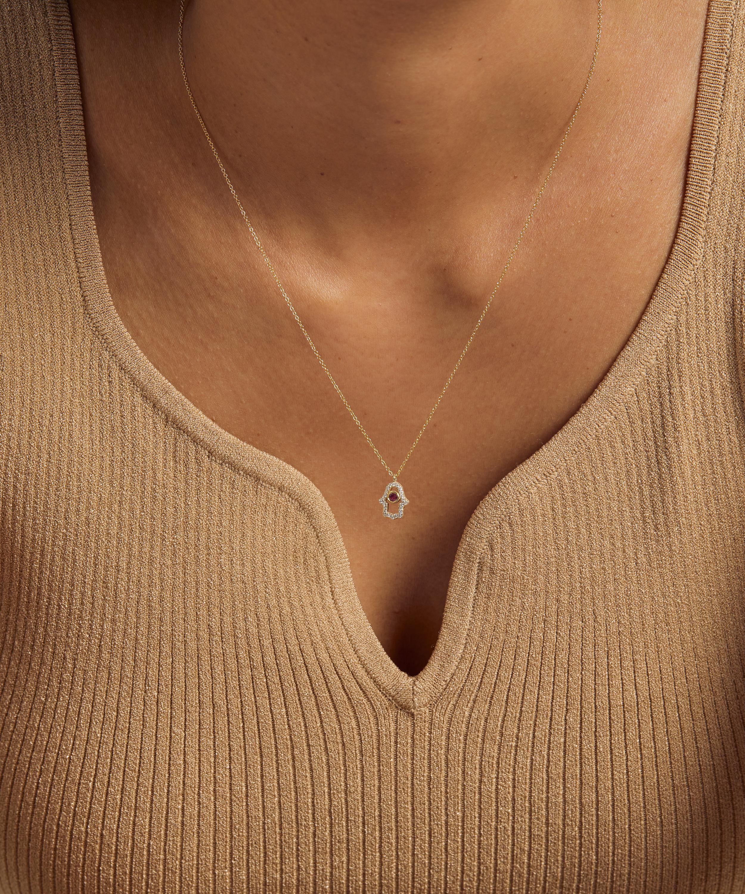 Astley Clarke - 14ct Gold Hamsa Hand Diamond Pendant Necklace image number 1