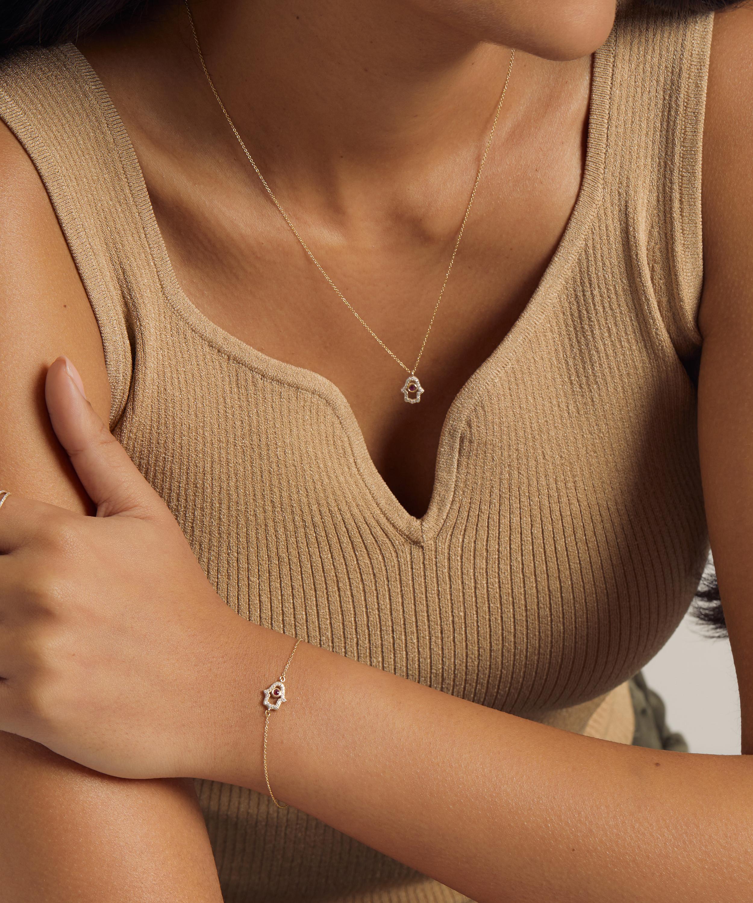 Astley Clarke - 14ct Gold Hamsa Hand Diamond Pendant Necklace image number 2