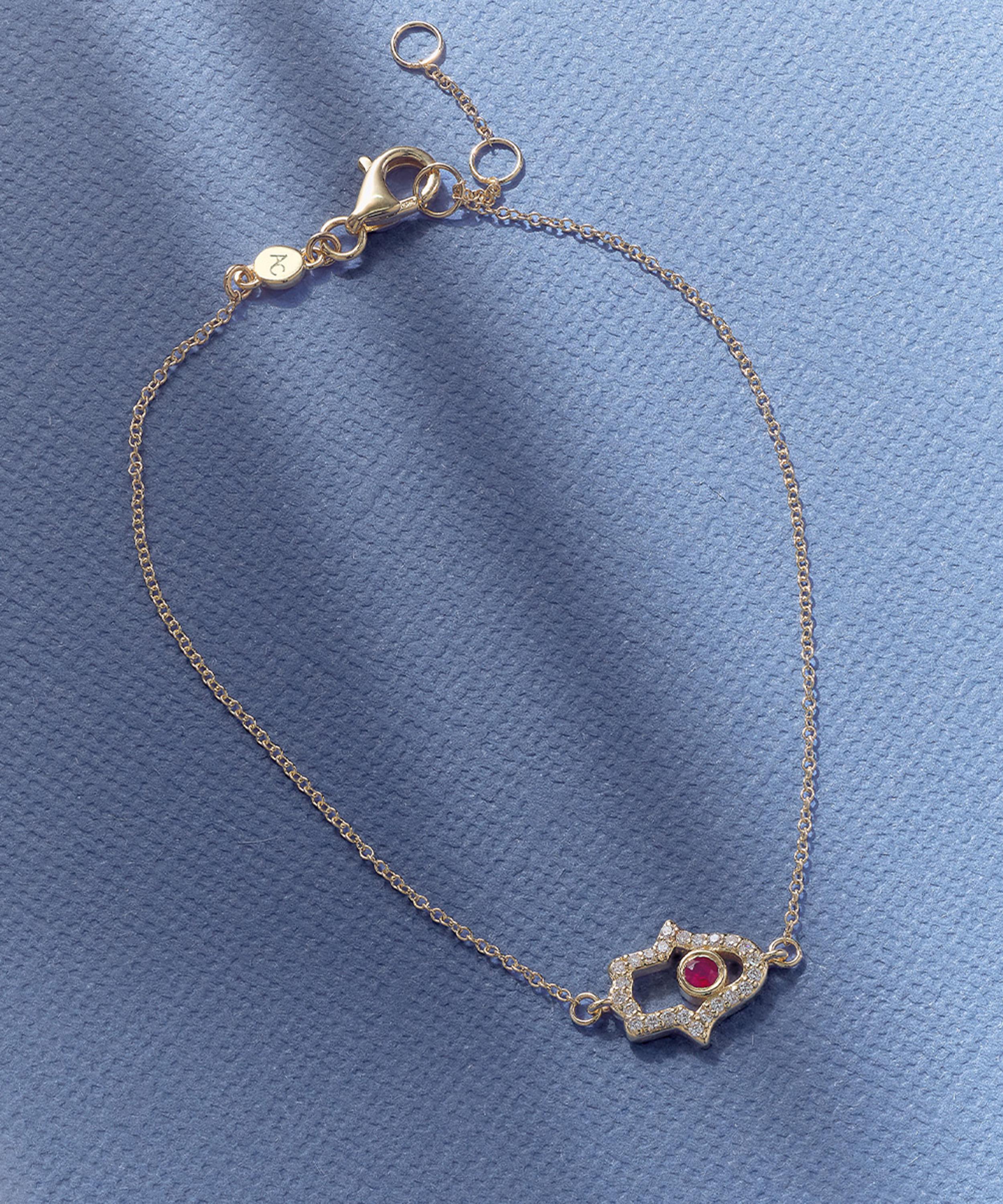 Astley Clarke - 14ct Gold Ruby Hamsa Hand Bracelet image number 3