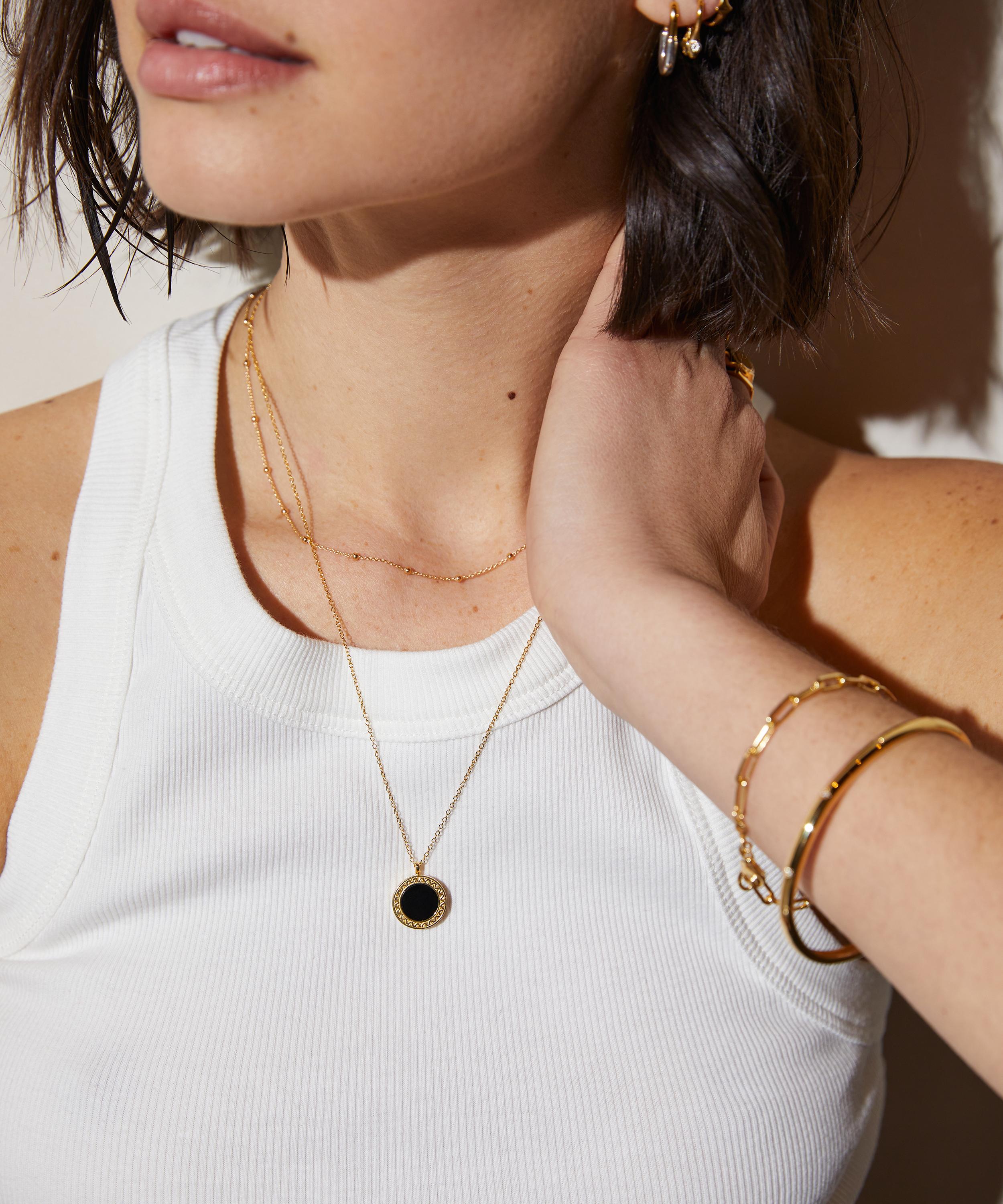 Astley Clarke - 18ct Gold-Plated Vermeil Silver Deco Black Onyx Locket Necklace image number 1