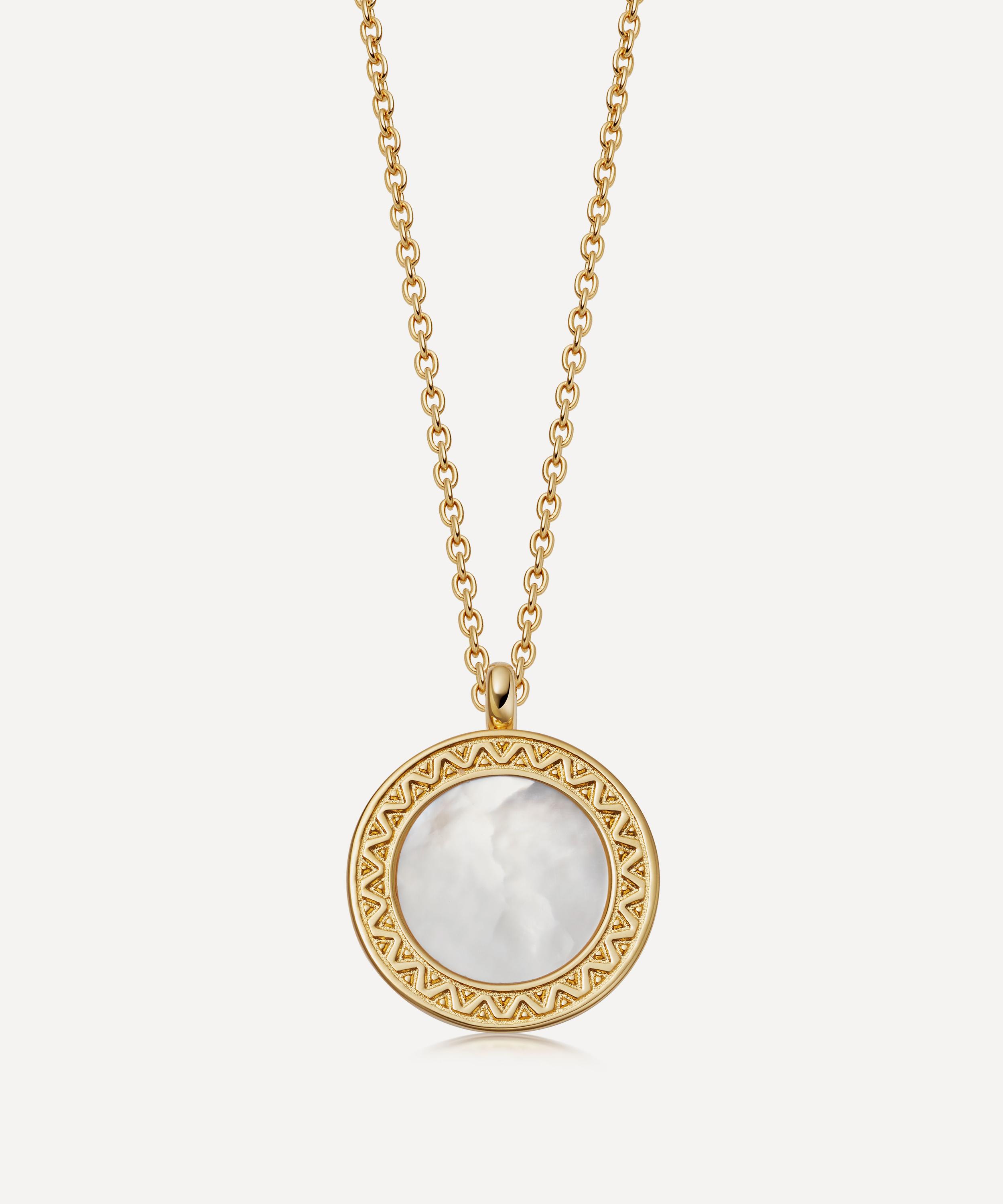 Astley Clarke - 18ct Gold-Plated Vermeil Silver Deco Mother of Pearl Locket Necklace image number 0