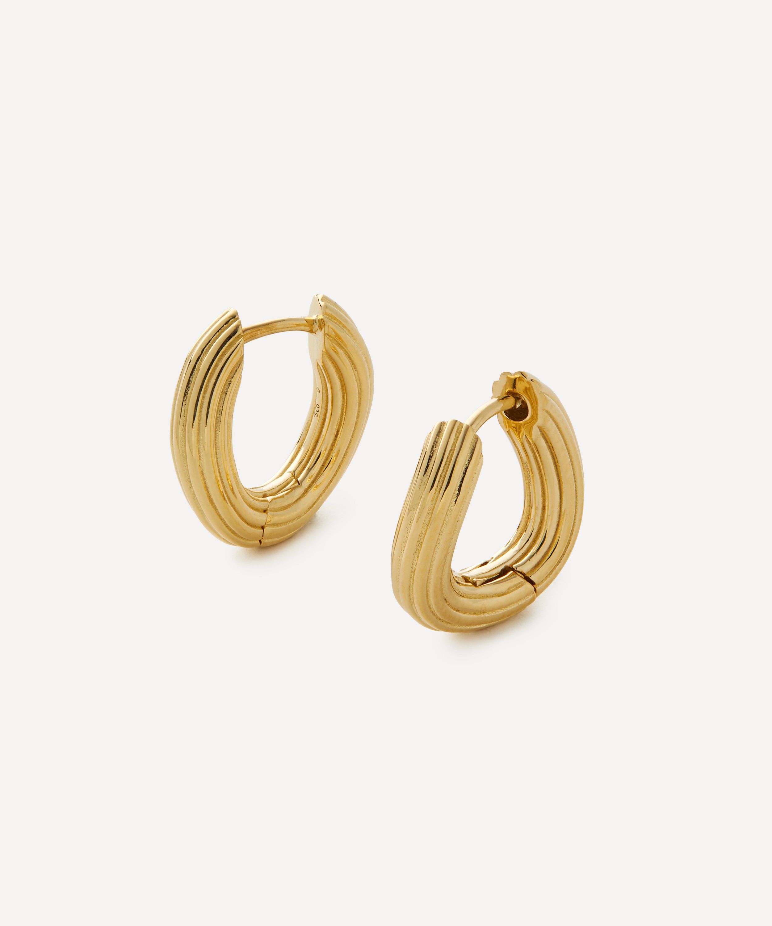 Otiumberg - 14ct Gold-Plated Vermeil Silver Textured Curved Chunky Hoop Earrings image number 0