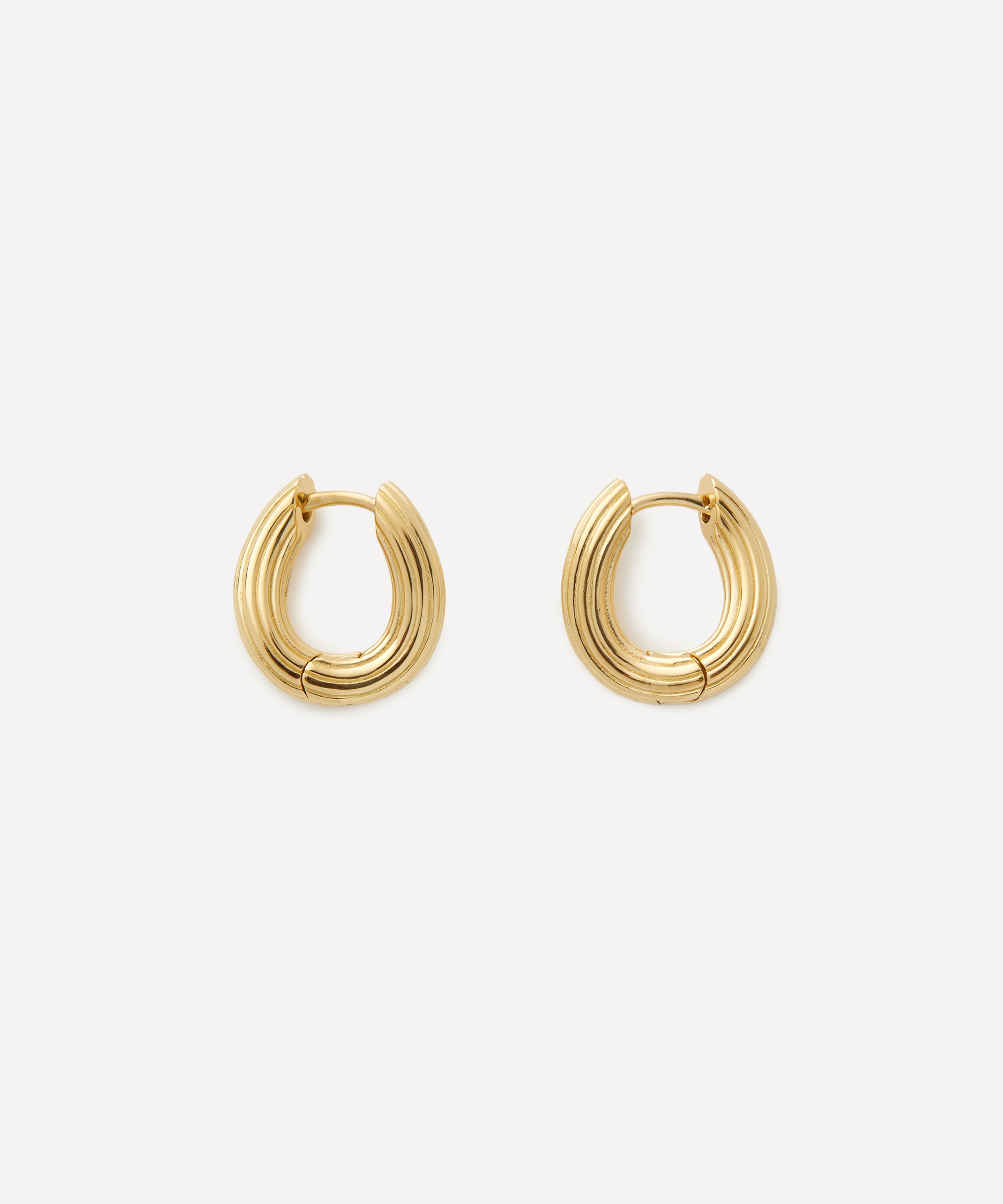 Otiumberg - 14ct Gold-Plated Vermeil Silver Textured Curved Chunky Hoop Earrings image number 1