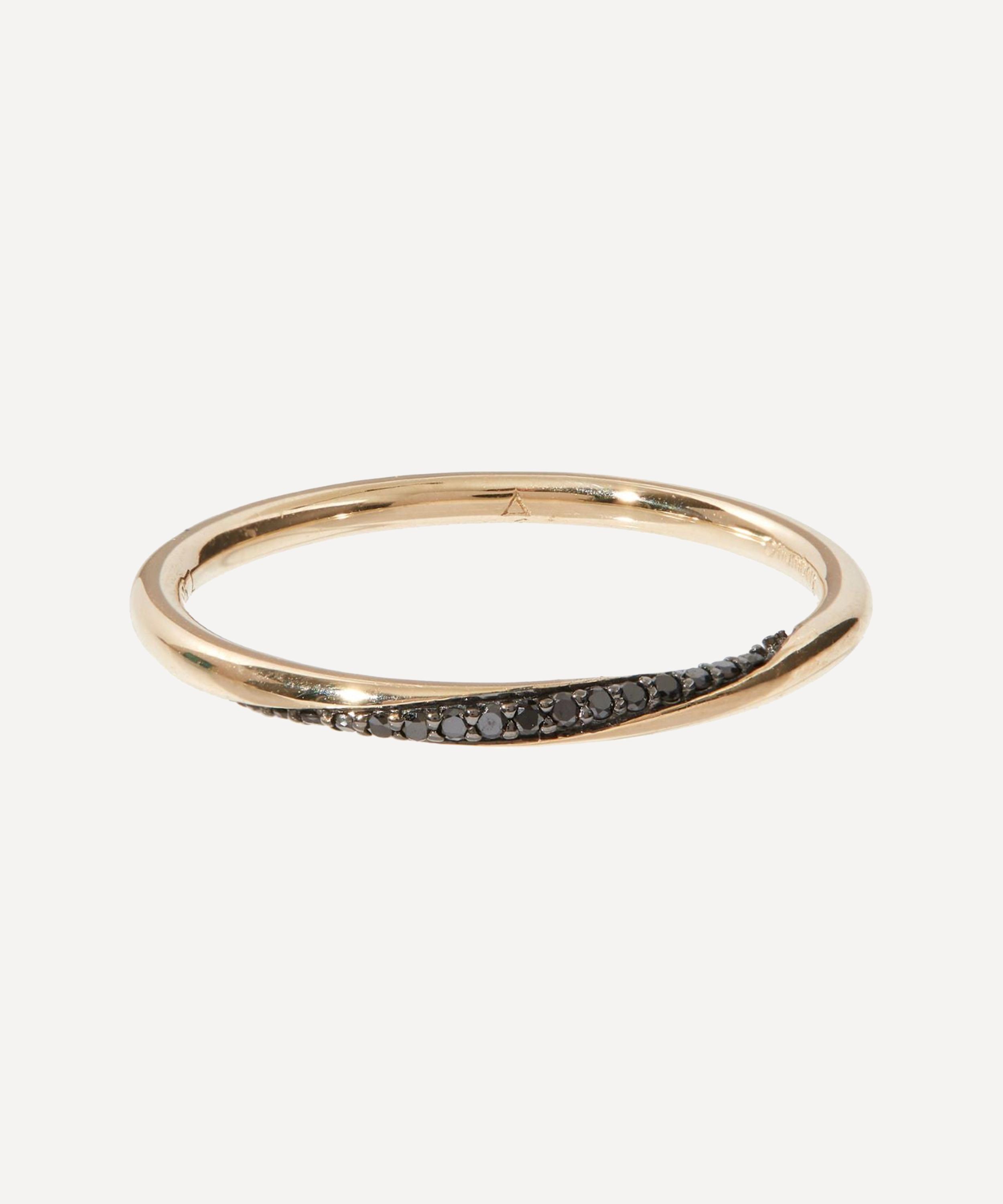 Otiumberg - 9ct Gold Twisted Black Diamond Thread Ring image number 0