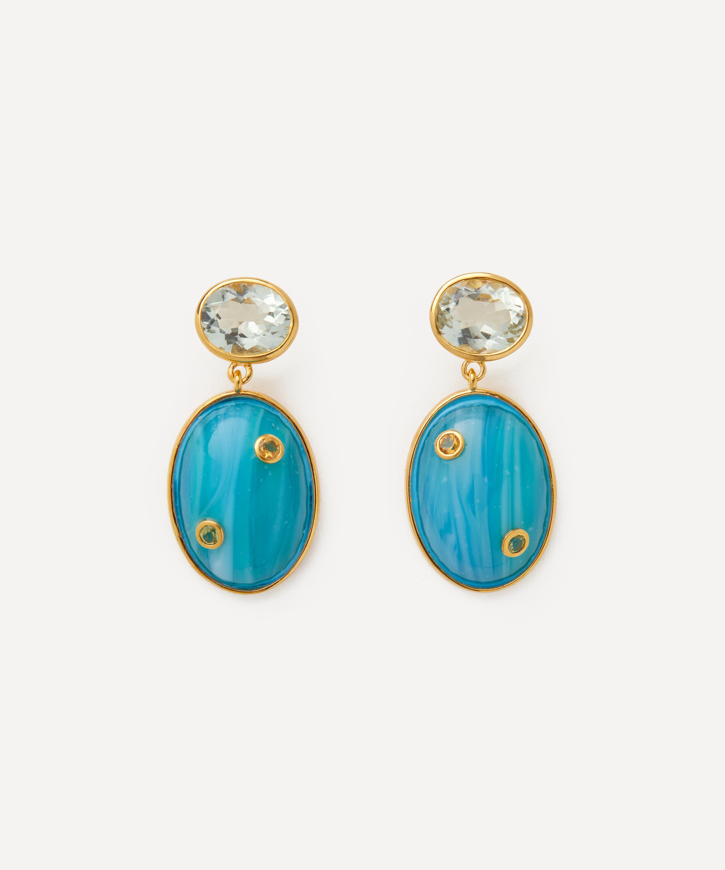 【Lizzie Fortunato】クラウドブレイクピアス ブルー ゴールド Lizzie Fortunato 24ct Gold-Plated Blue Mountain Drop