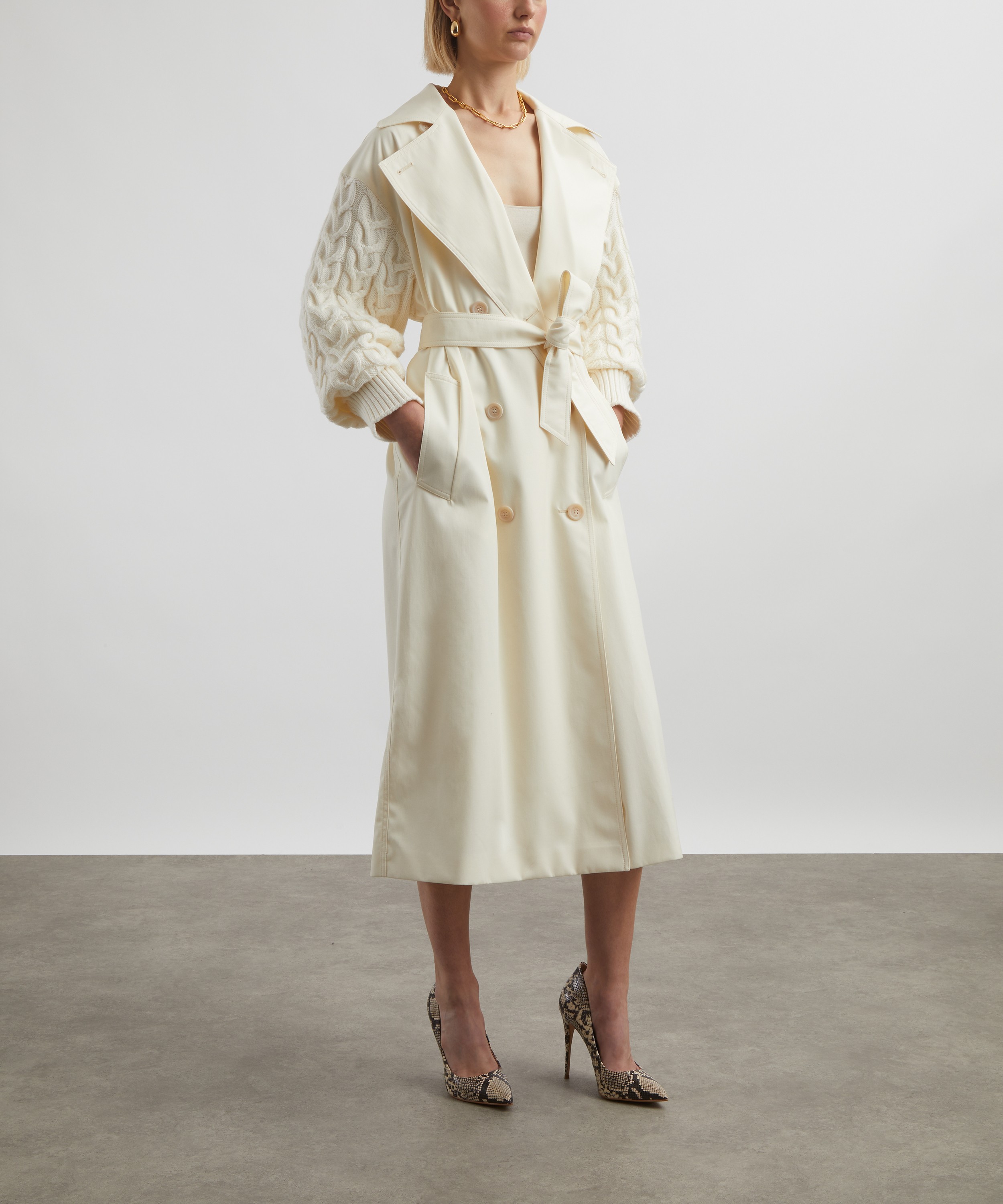 Max Mara - Contrast Sleeve Gabardine Trench Coat image number 1