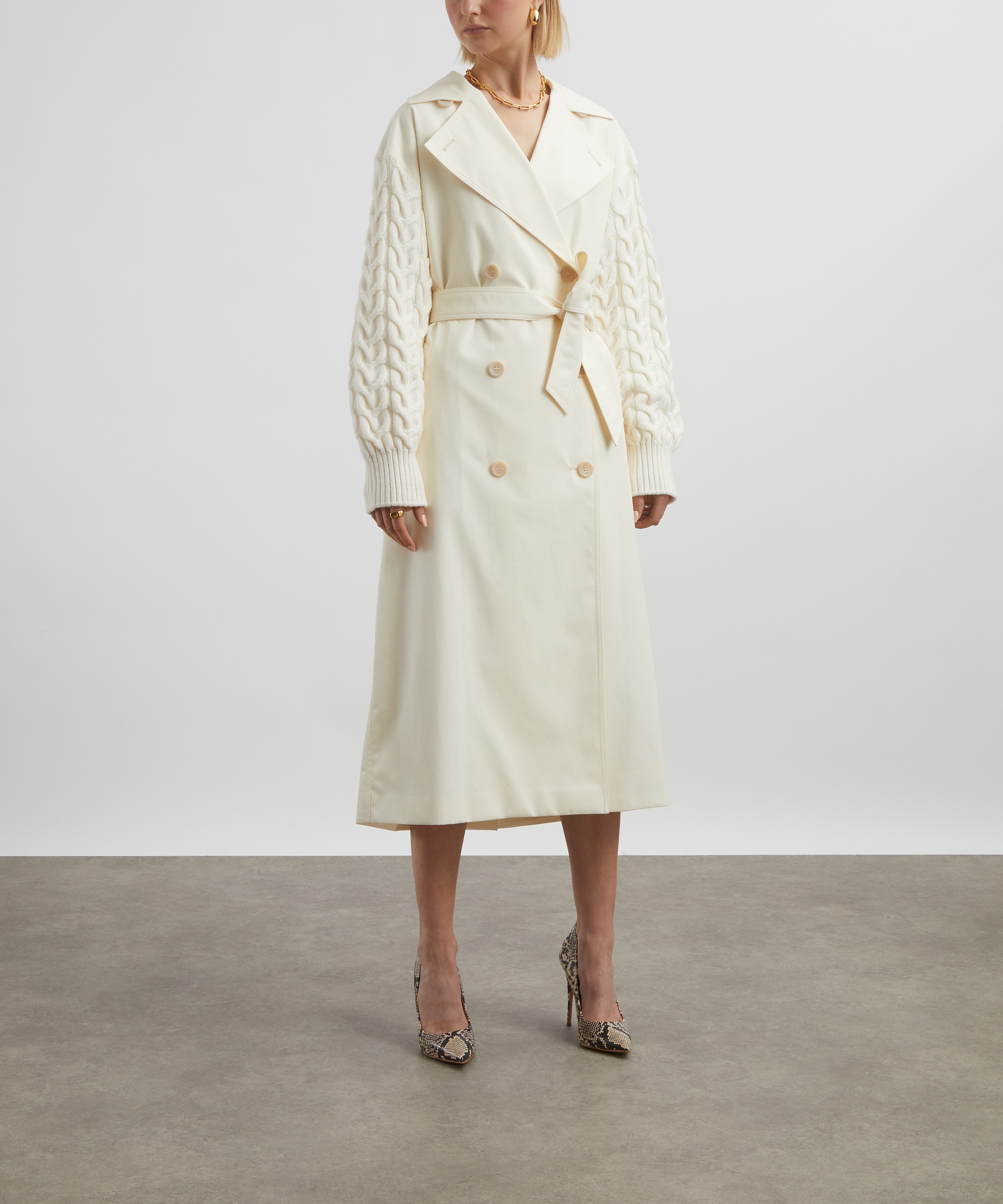 Max Mara - Contrast Sleeve Gabardine Trench Coat image number 2