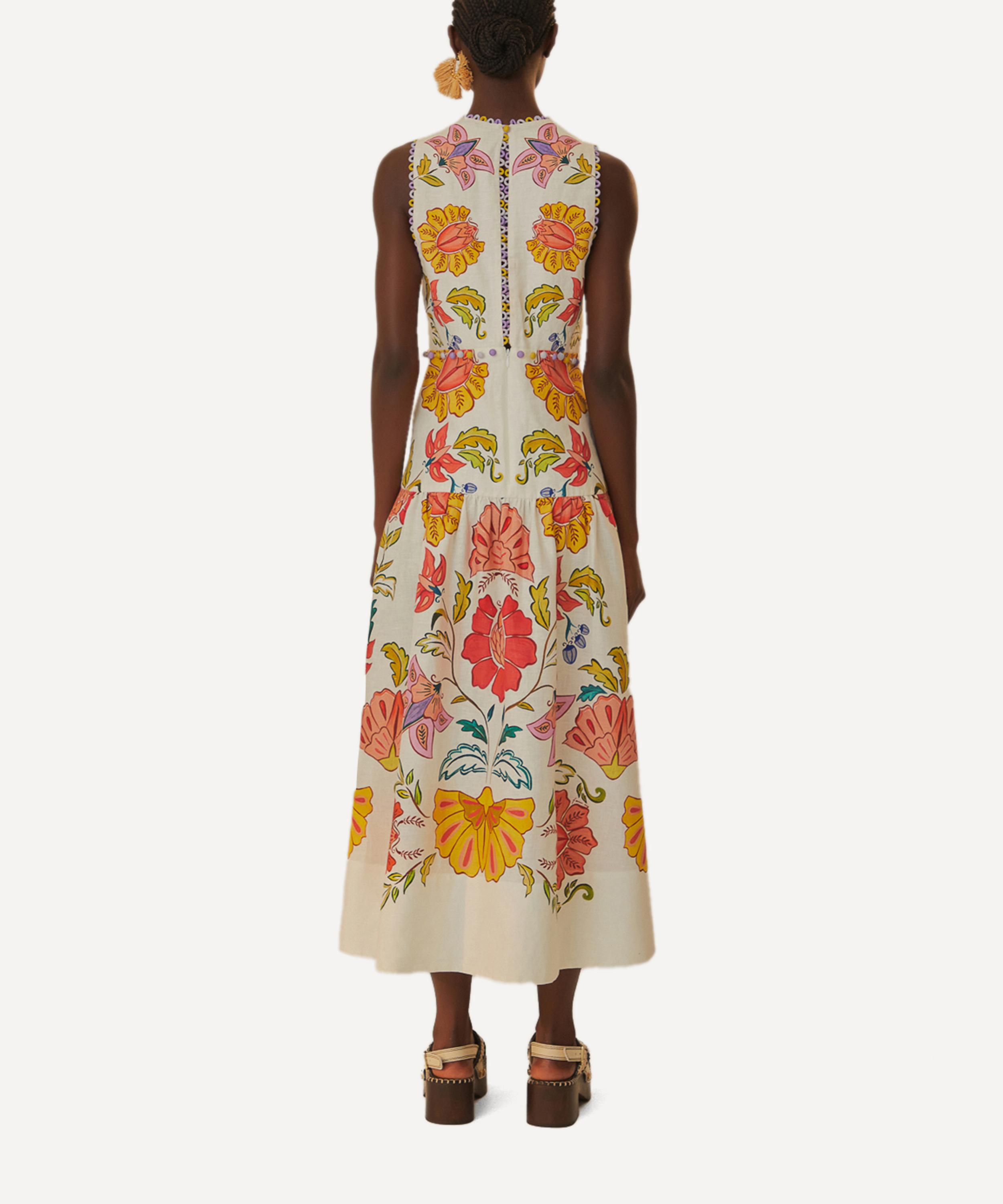 FARM Rio - Off-White Floral Insects Linen Maxi Dress image number 2