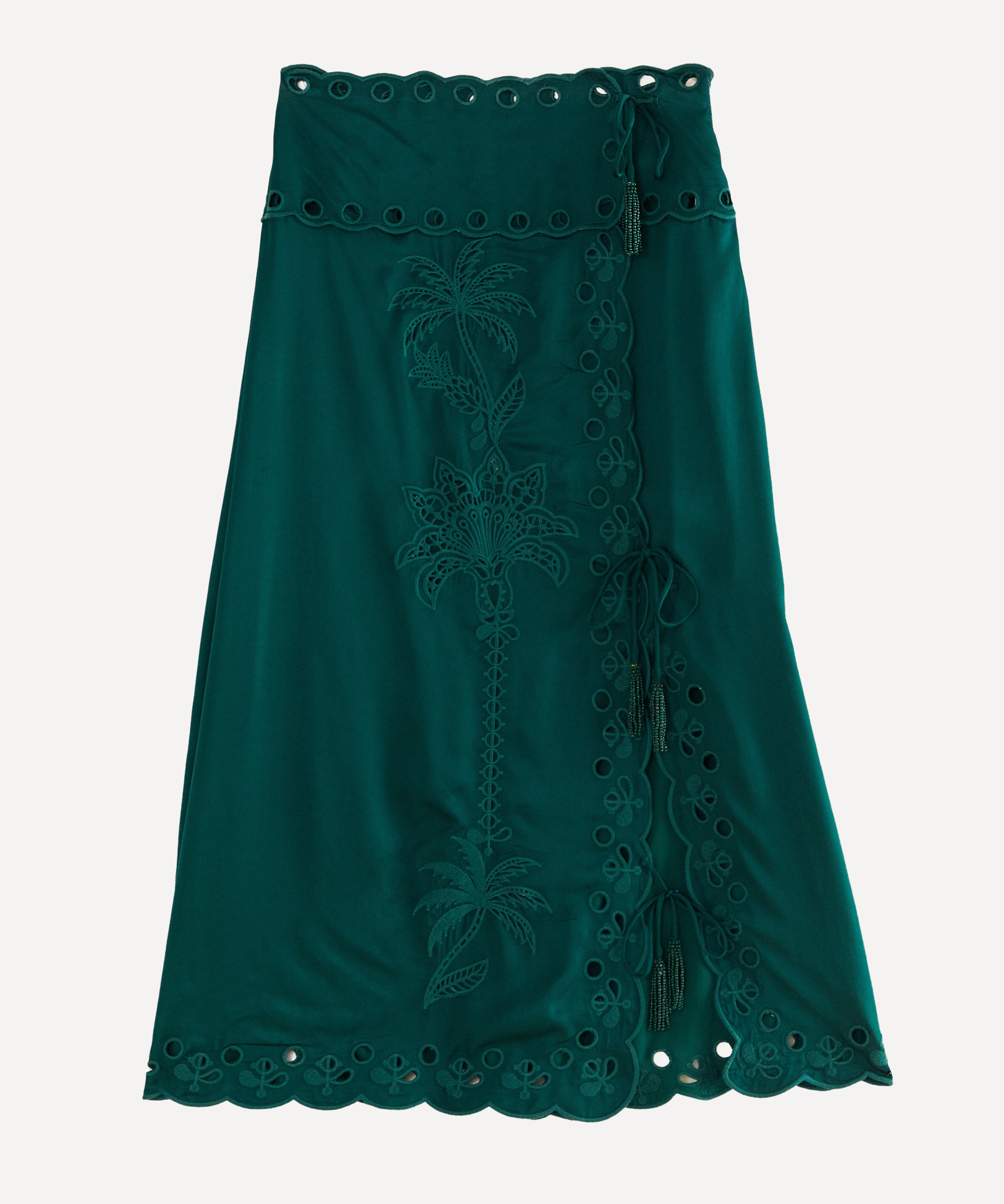 FARM Rio - Green Richelieu Midi Skirt image number 0