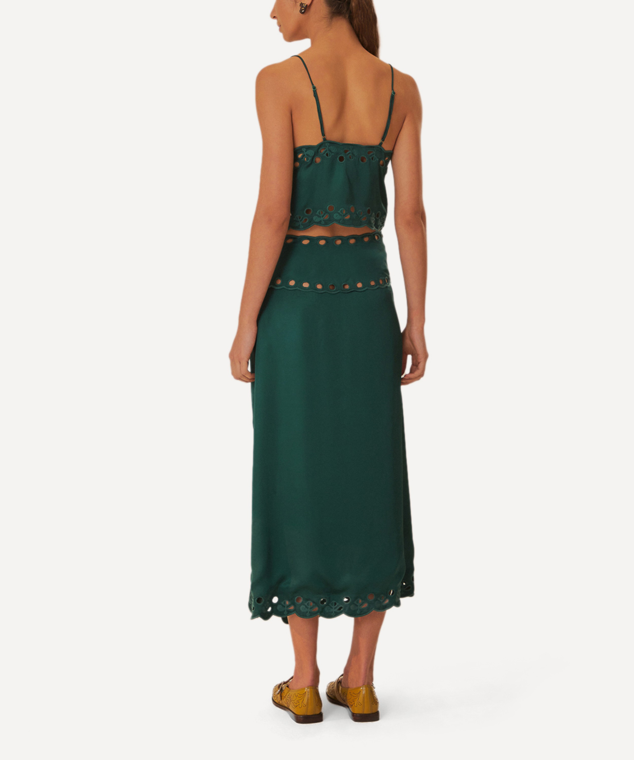 FARM Rio - Green Richelieu Midi Skirt image number 2