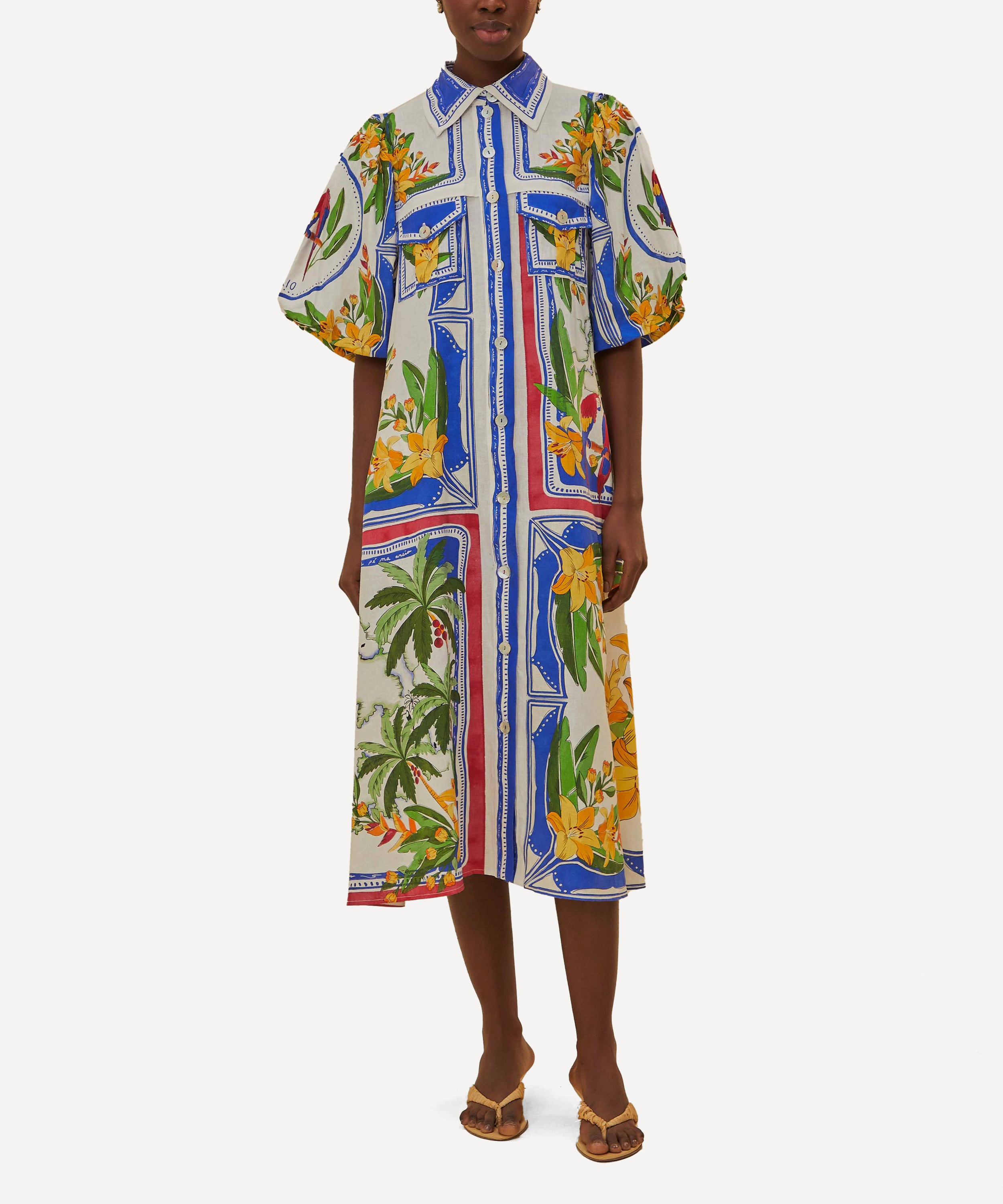 FARM Rio - Off-White Tropical Destination Midi Dress image number 1