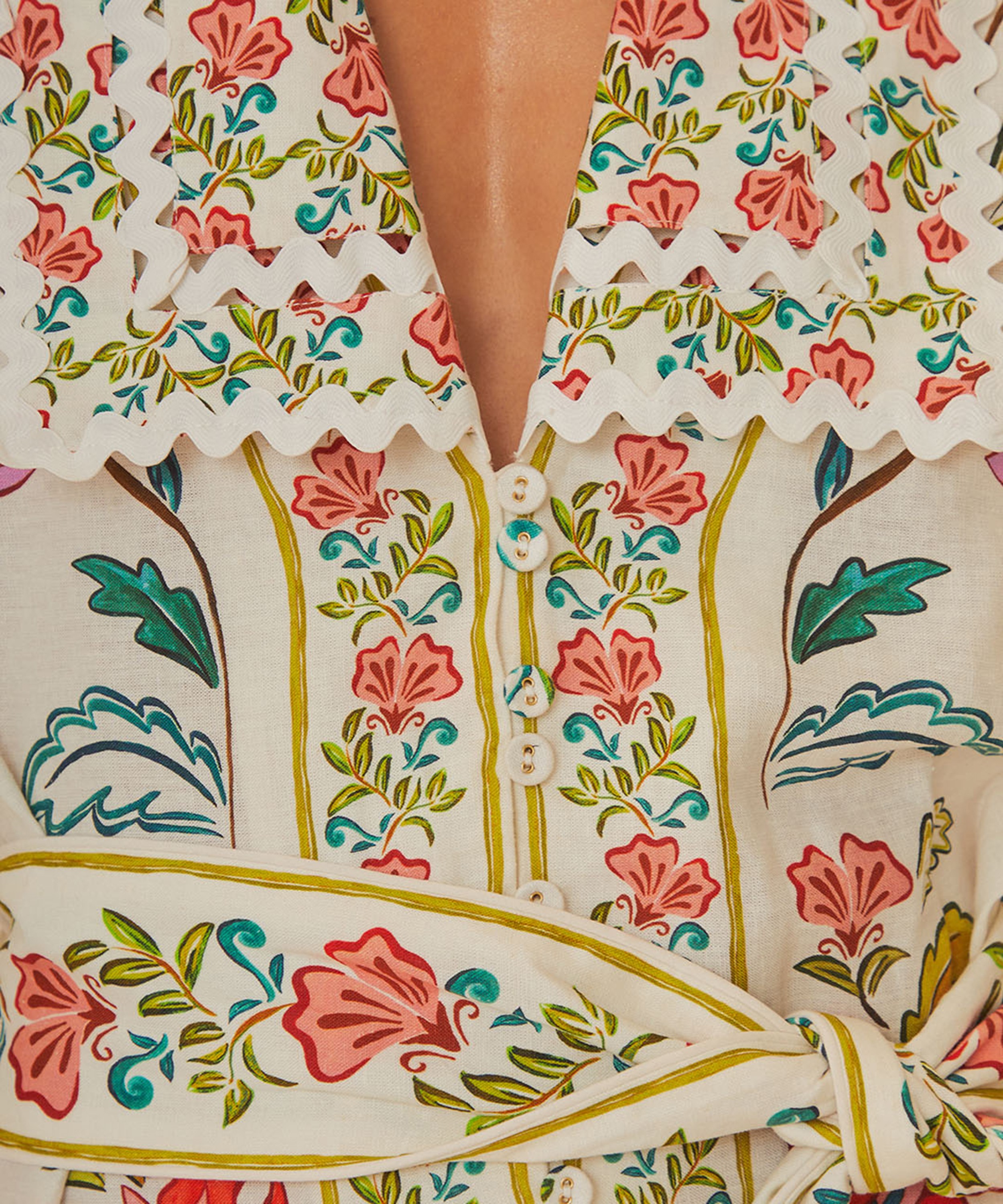 FARM Rio - Off-White Floral Insects Romper image number 3