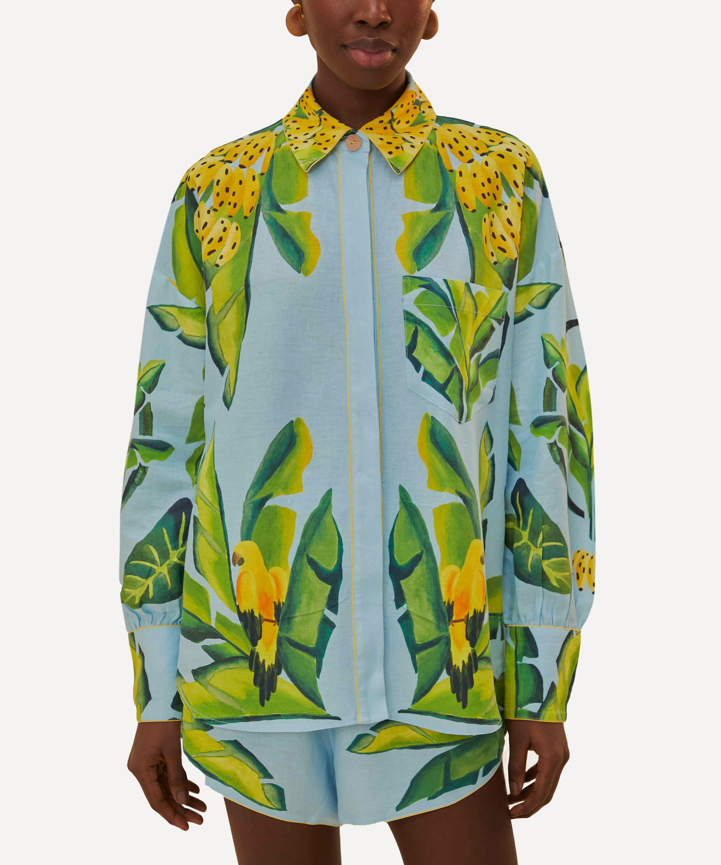 FARM Rio - Blue Summer Foliage Scarf Shirt image number 0