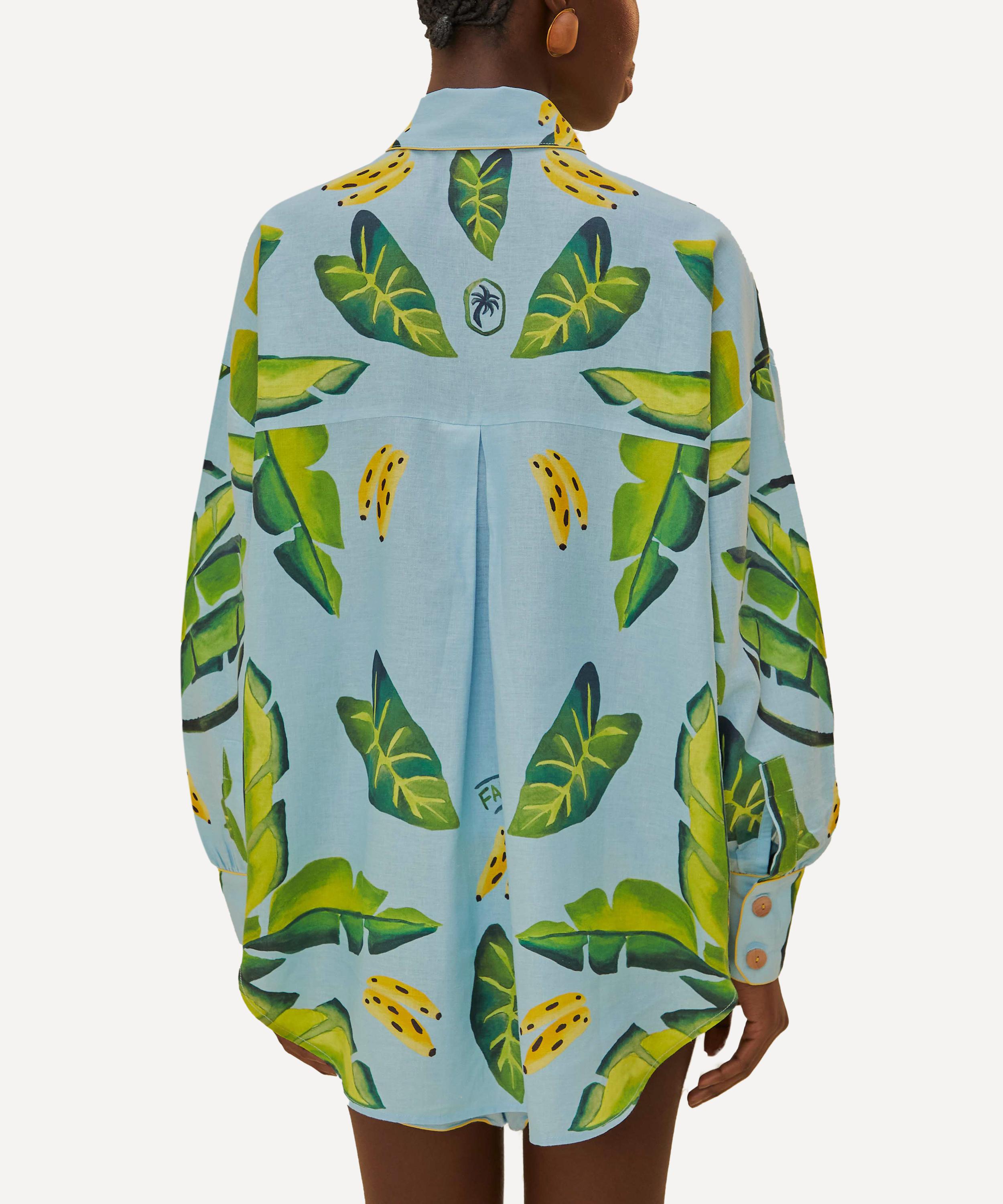 FARM Rio - Blue Summer Foliage Scarf Shirt image number 1