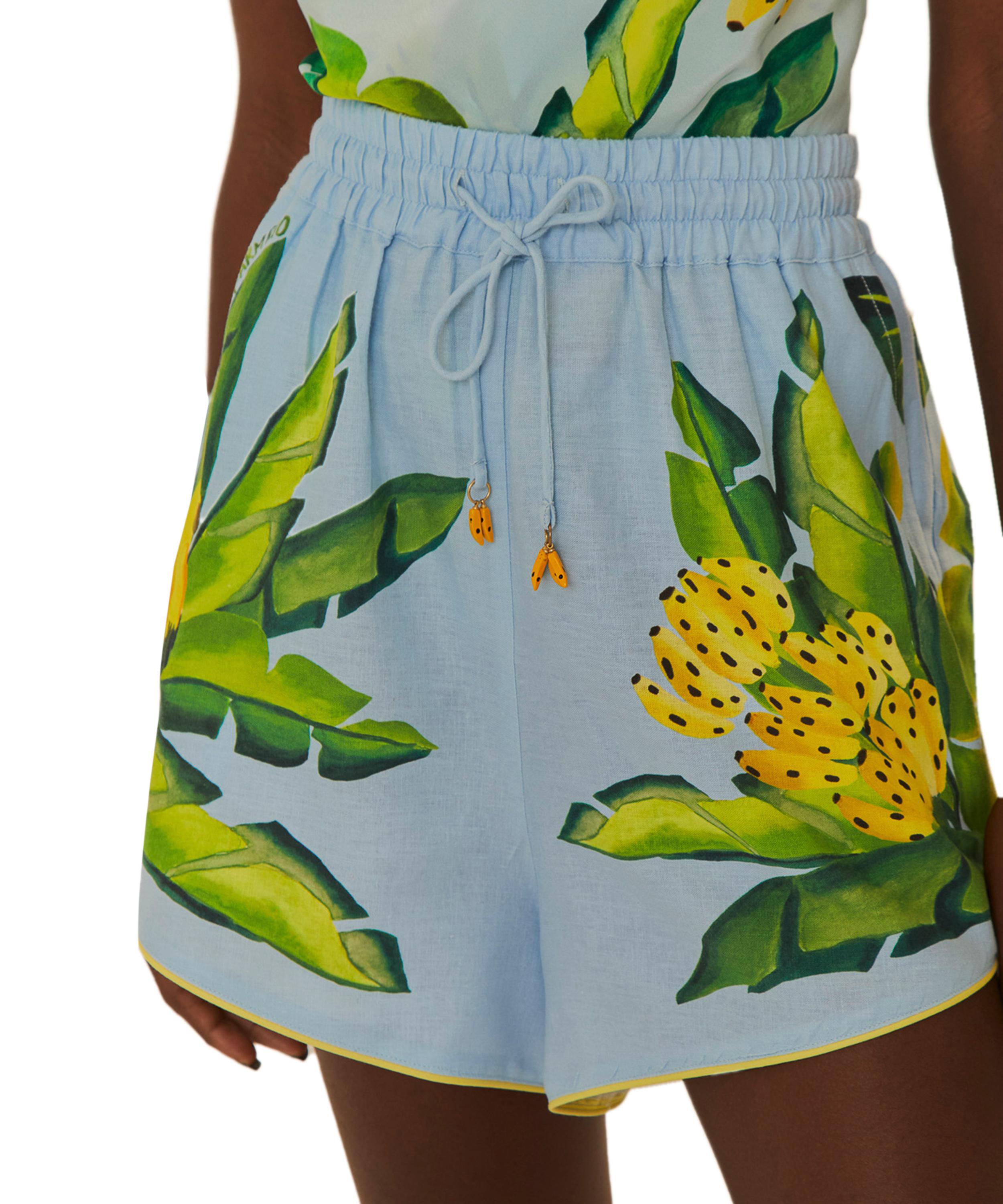 FARM Rio - Blue Summer Foliage Scarf Shorts