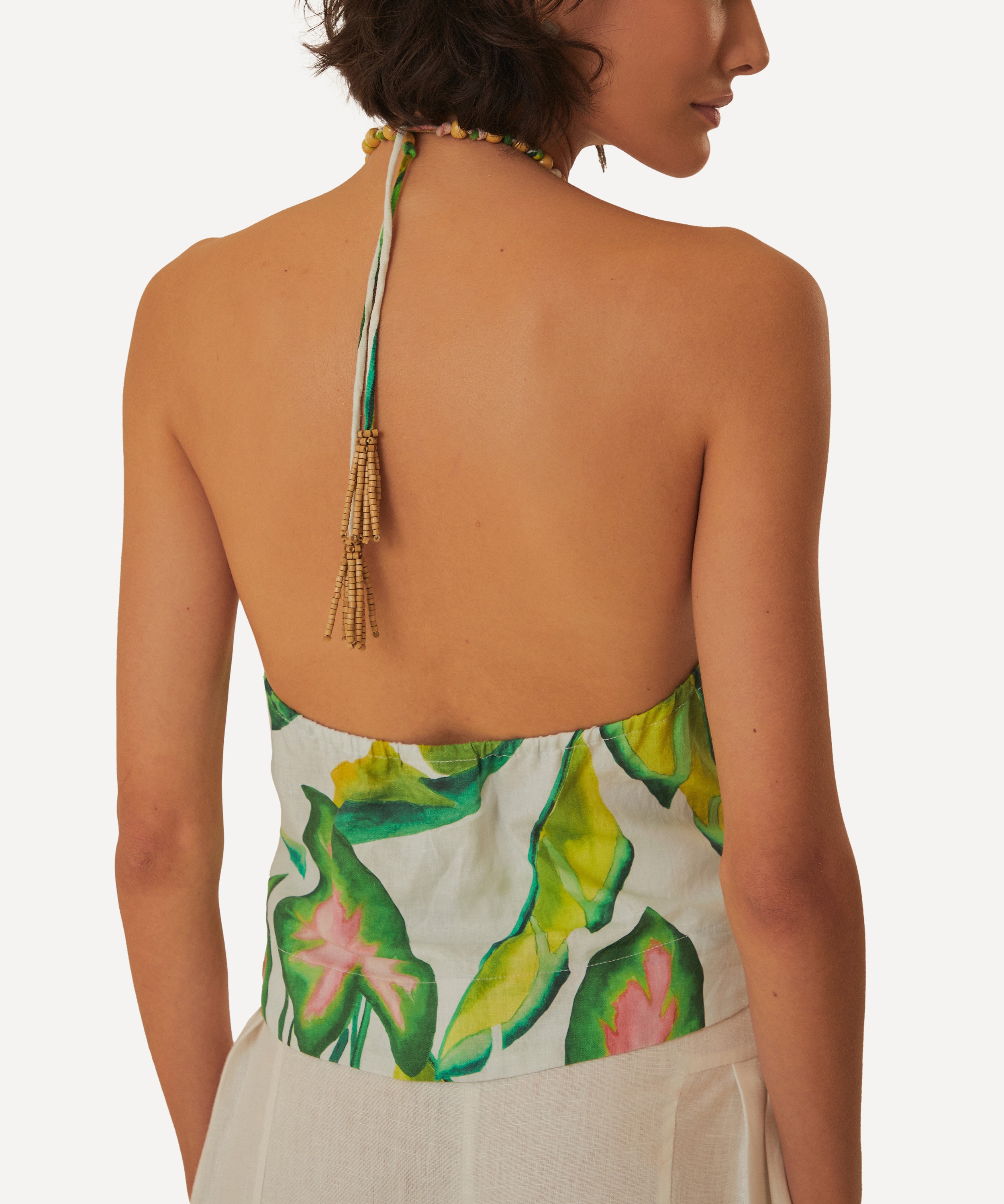 FARM Rio - Off White Summer Foliage Cropped Top image number 1