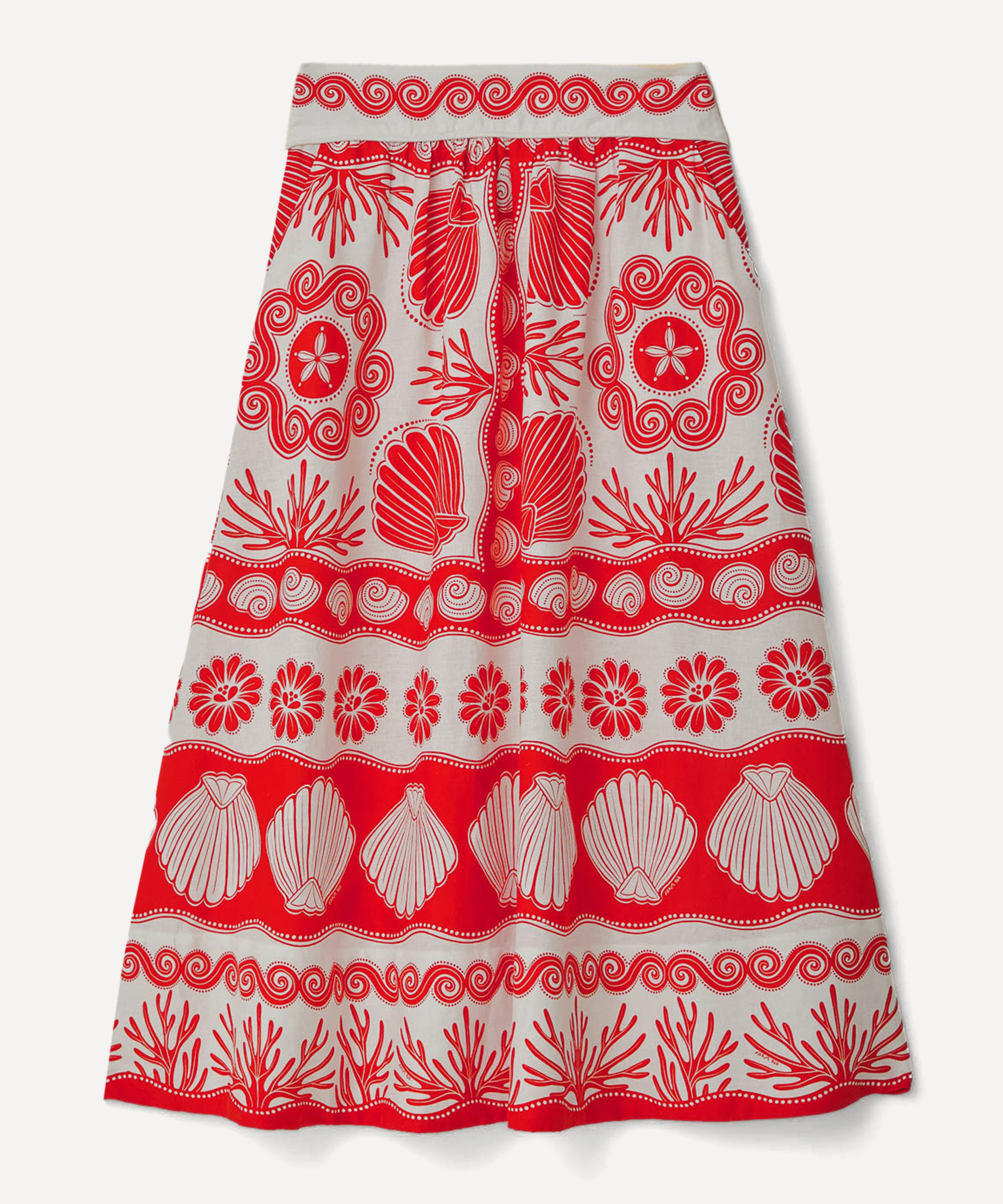 FARM Rio - Red Ainika Shell Maxi Skirt image number 0