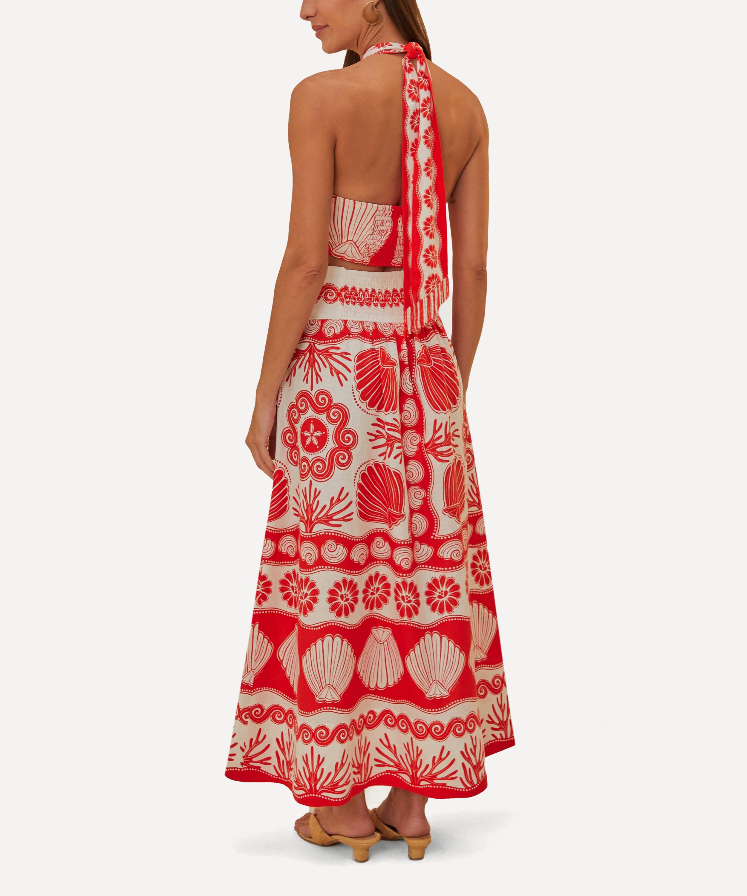 FARM Rio - Red Ainika Shell Maxi Skirt image number 2