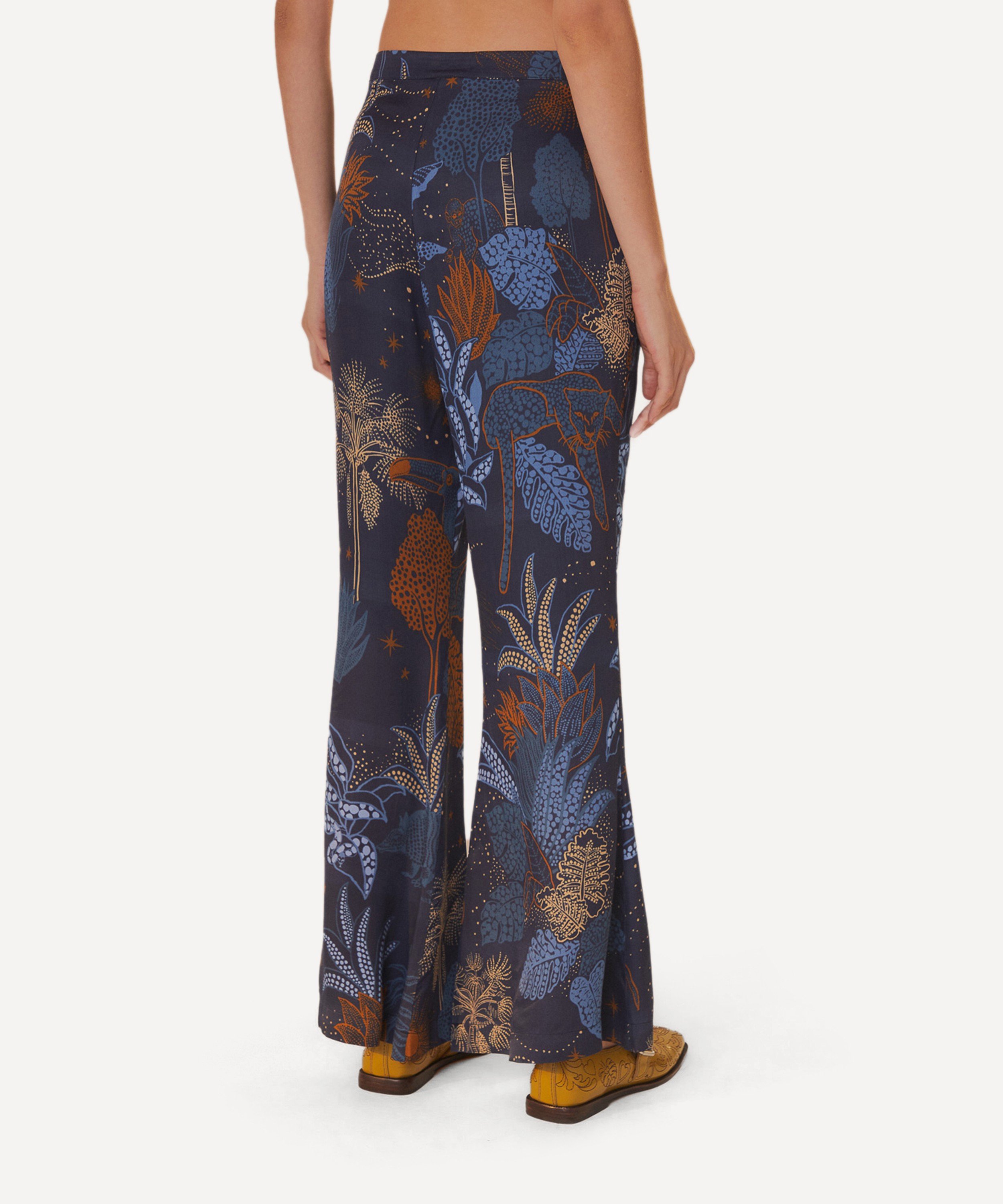 FARM Rio - Navy Blue Night Jungle Flare Trousers image number 1