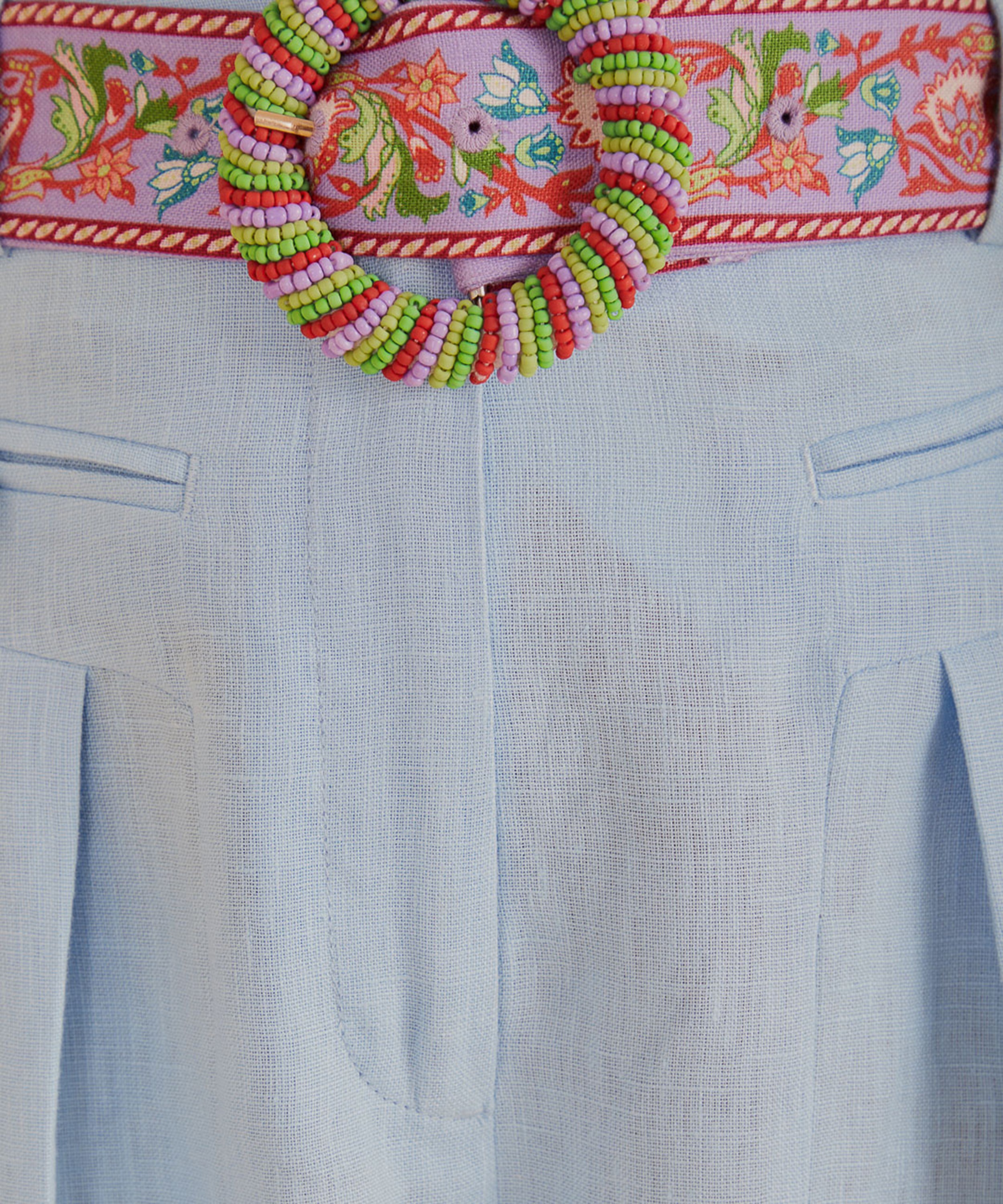 FARM Rio - Light Blue Linen Pleated Trousers image number 3