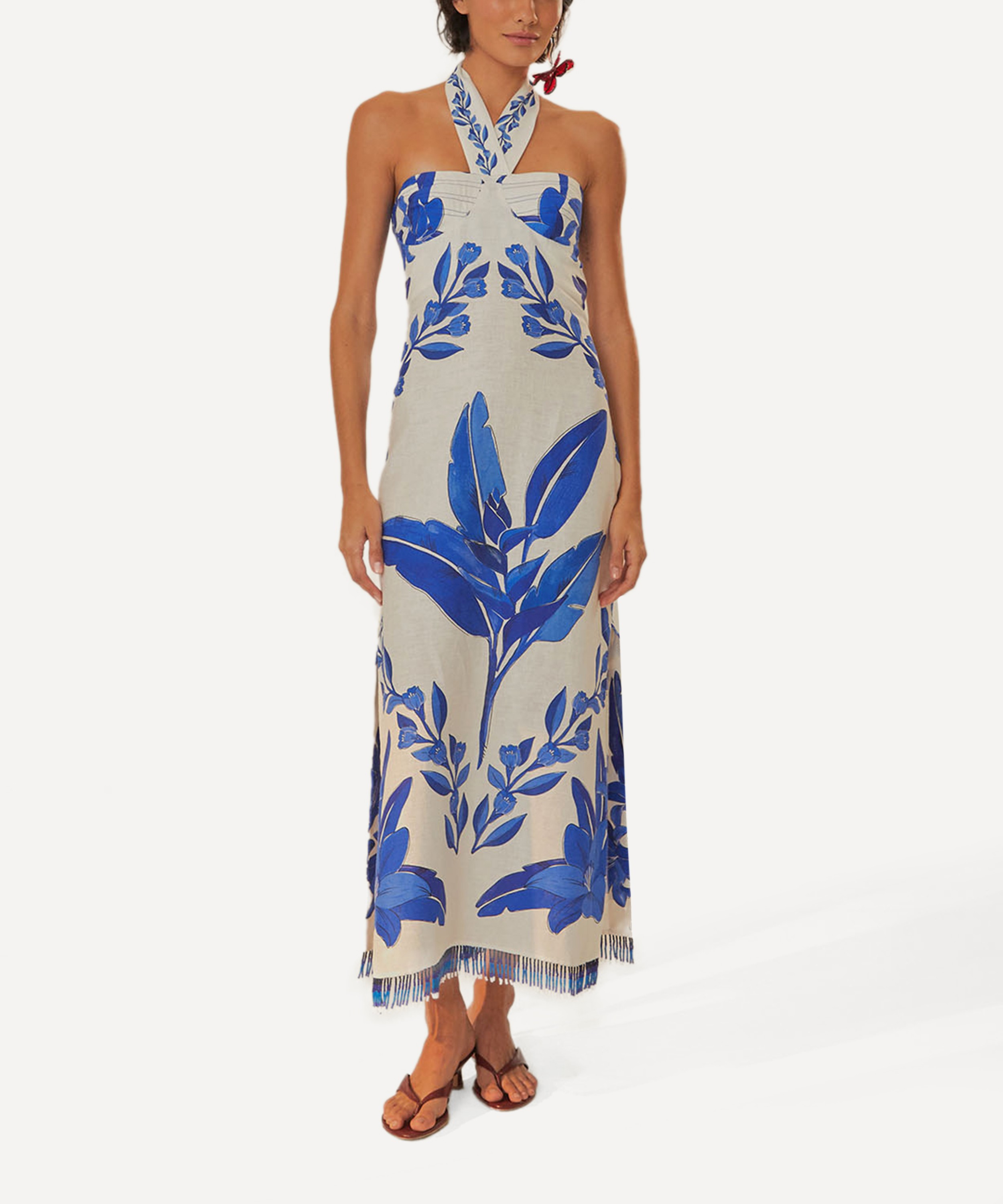 FARM Rio - Off-White Blue Yard Sleeveless Maxi Dress image number 1