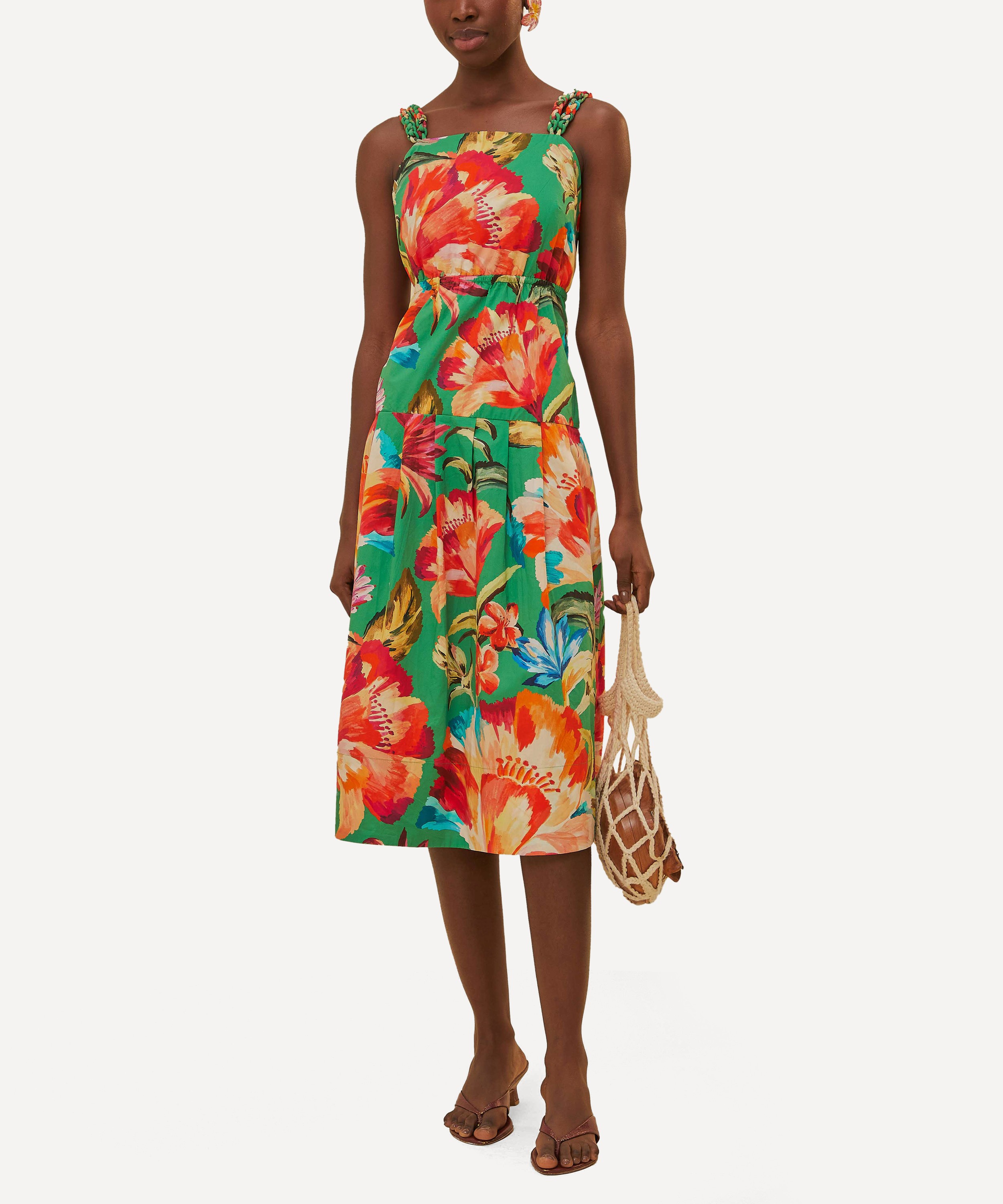 FARM Rio - Green Tropicart Sleeveless Midi Dress image number 1