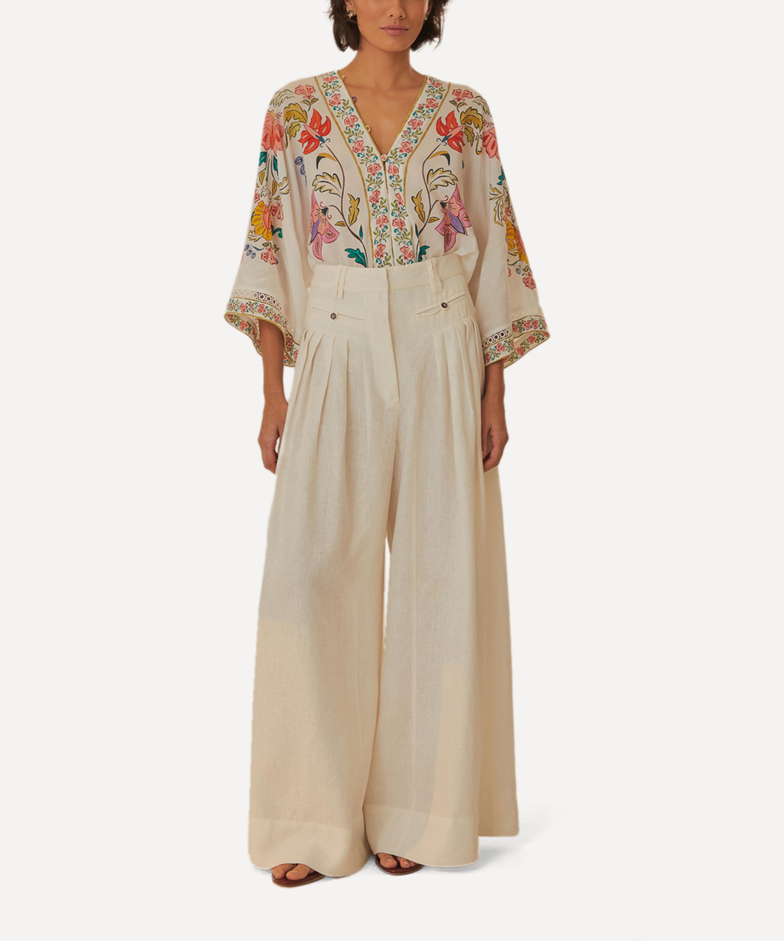 FARM Rio - White Linen Pleated Trousers image number 0