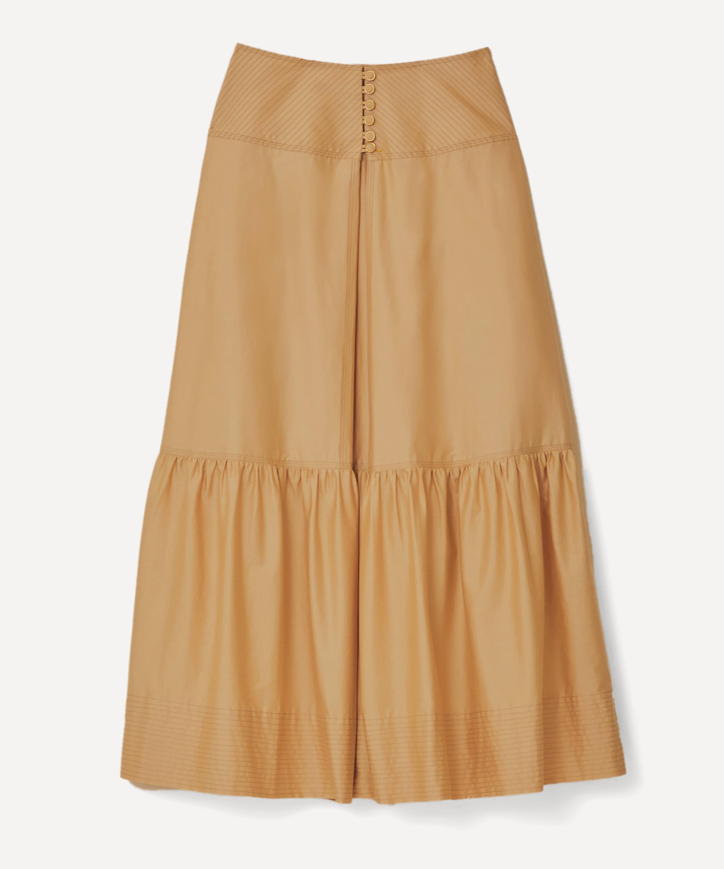 FARM Rio - Khaki Topstitching Yoke Cotton Maxi Skirt