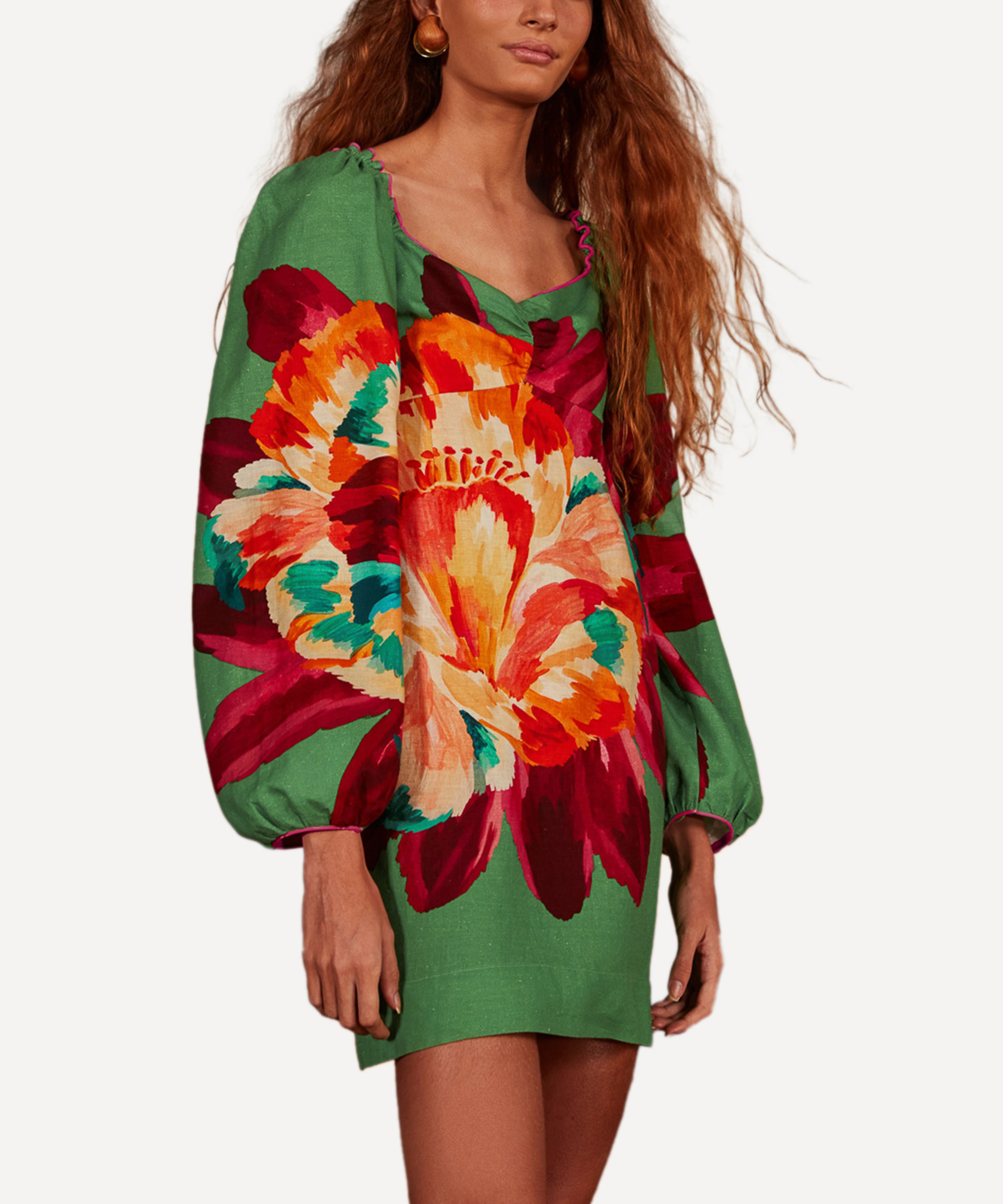 FARM Rio - Green Tropicart Mini Dress image number 1