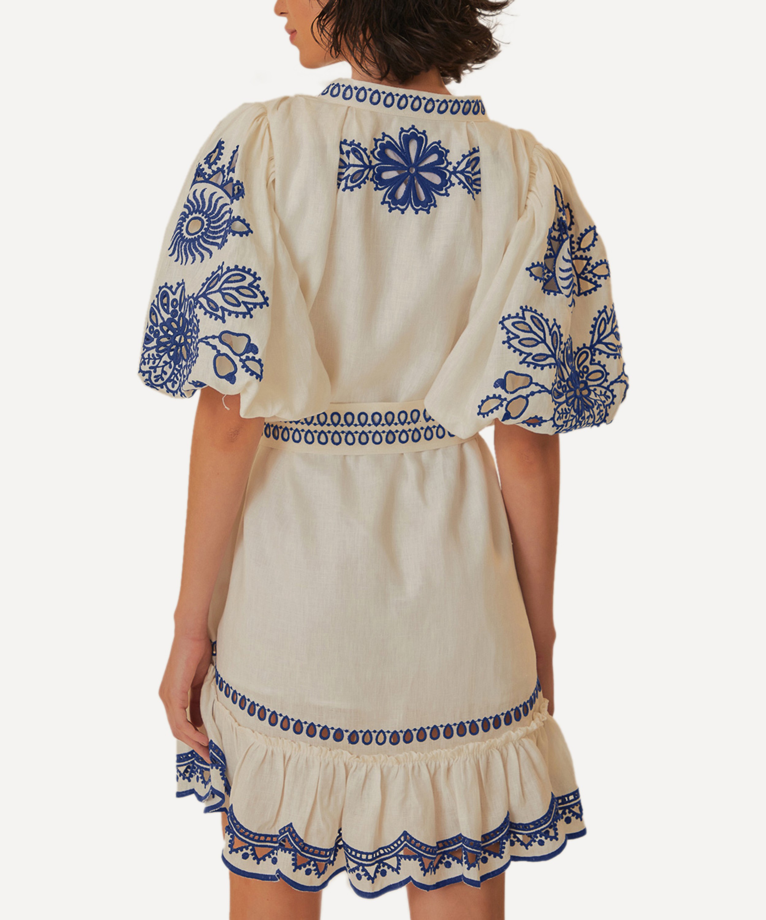 FARM Rio - White Palms Richelieu Euroflax Premium Linen Mini Dress image number 2