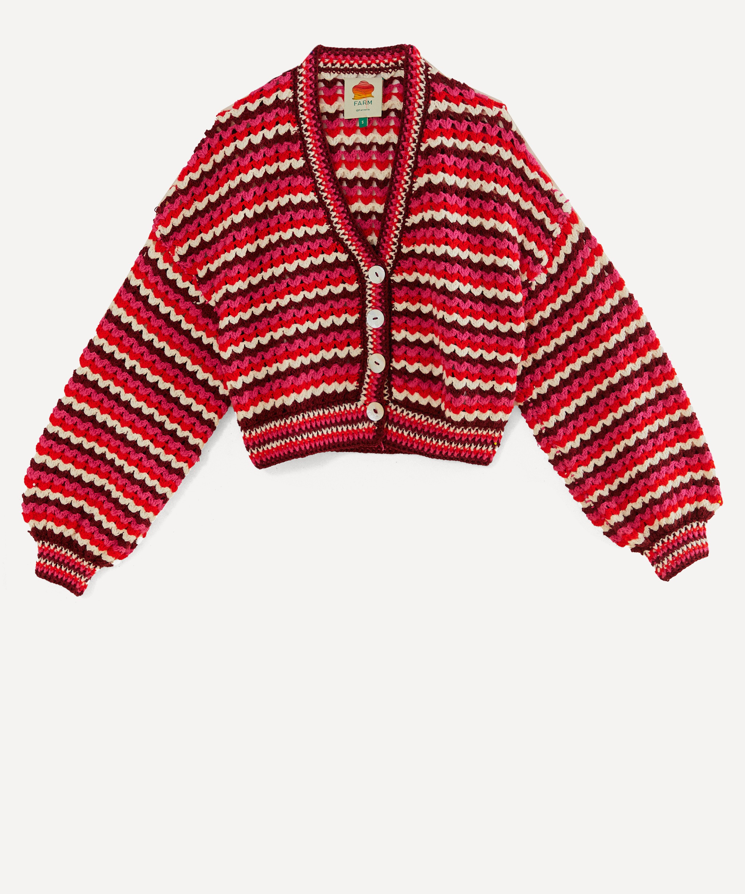 FARM Rio - Colourful Stripes Crochet Cardigan image number 0