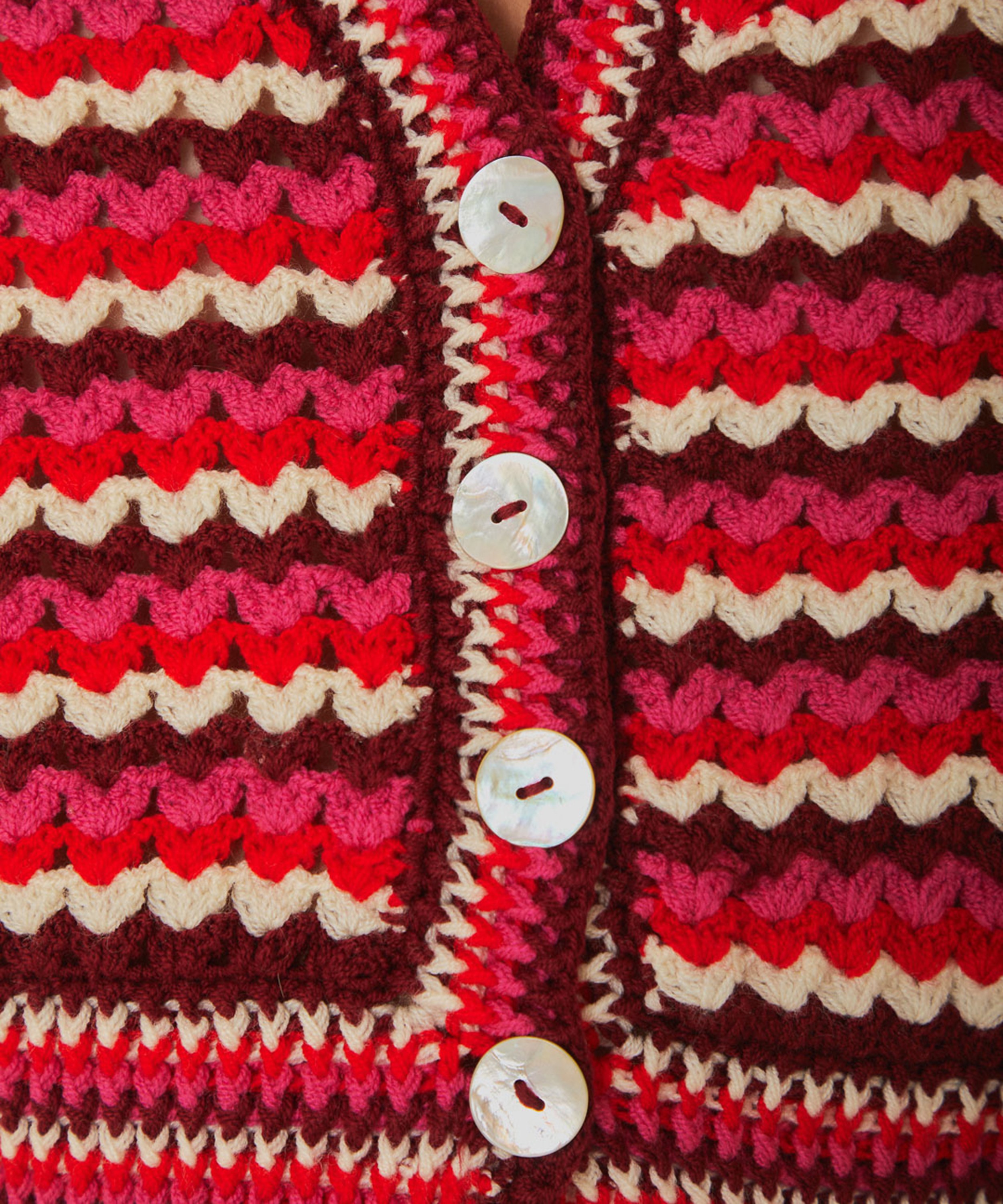 FARM Rio - Colourful Stripes Crochet Cardigan image number 3