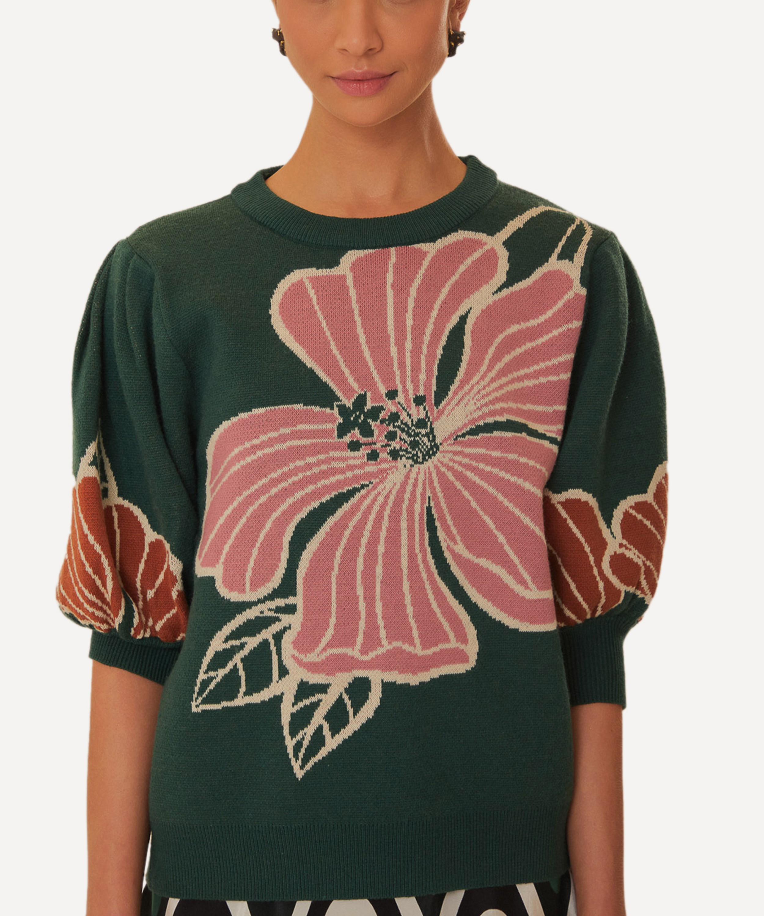 FARM Rio - Green Honolulu Flowers Knit Sweater image number 1