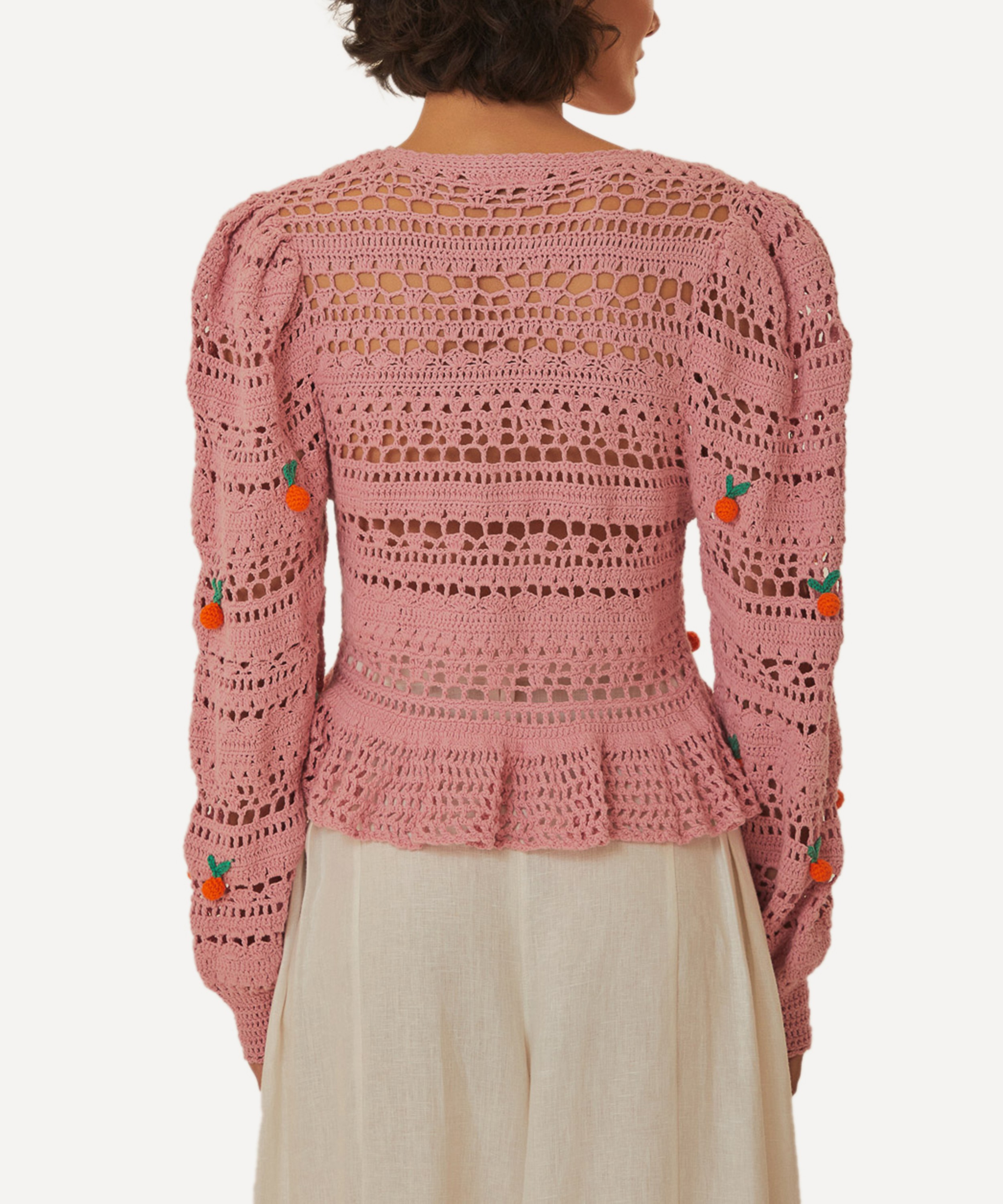 FARM Rio - Pink Orange Tassel Crochet Blouse image number 2