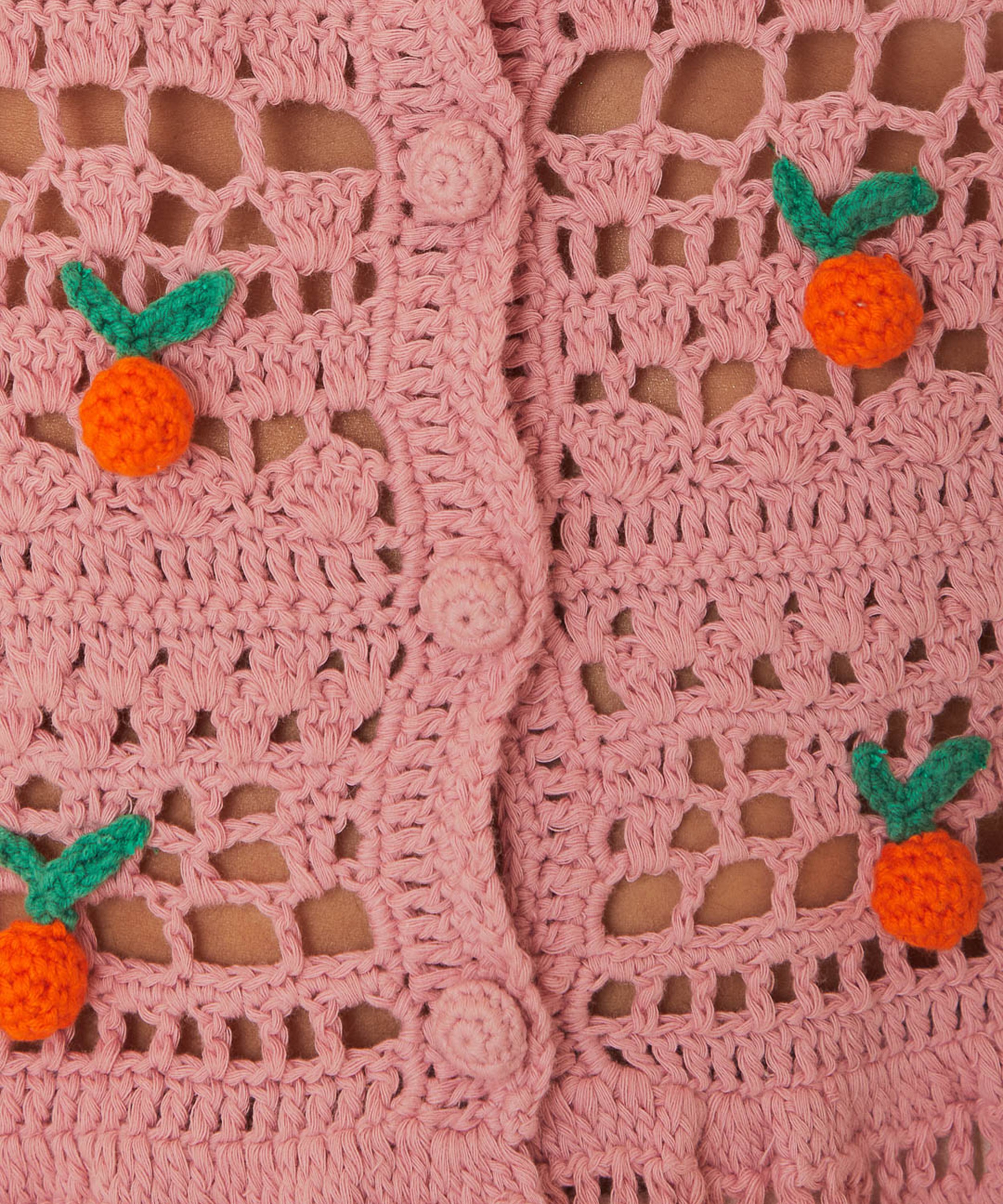 FARM Rio - Pink Orange Tassel Crochet Blouse image number 3