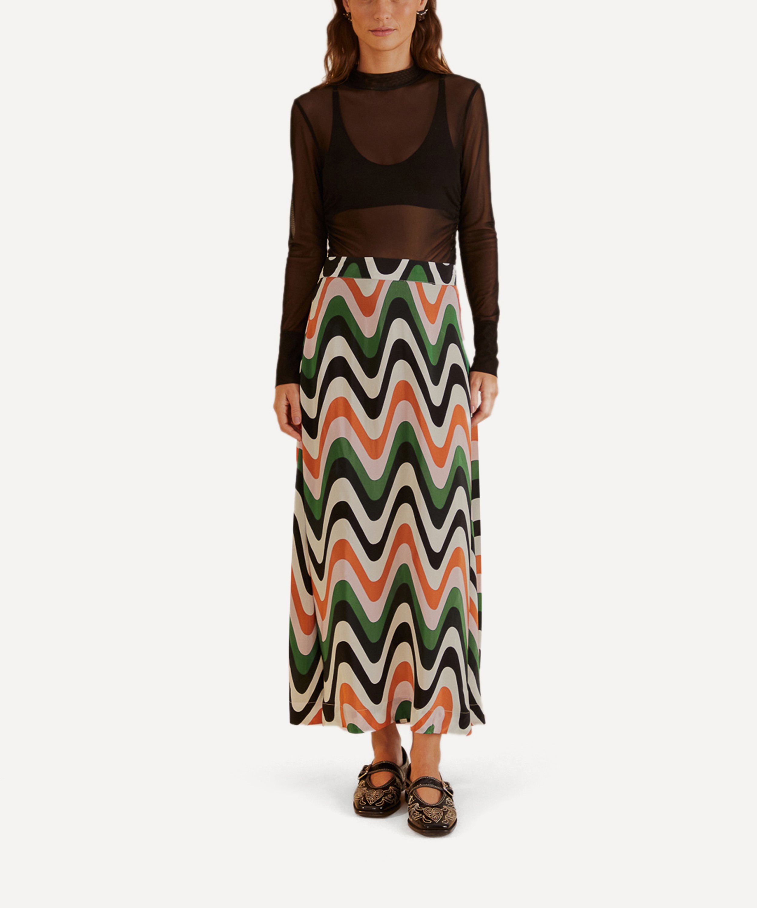 FARM Rio - Wave Gradient Multicolour Midi Skirt image number 1