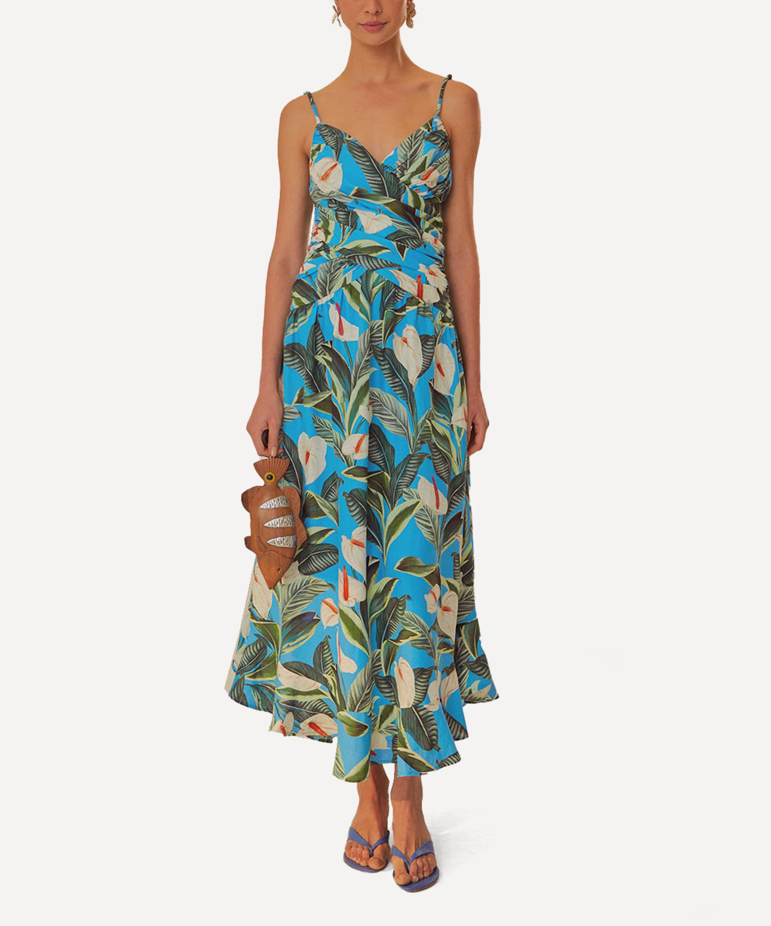 FARM Rio - Blue Anthurium Garden Maxi Dress image number 1