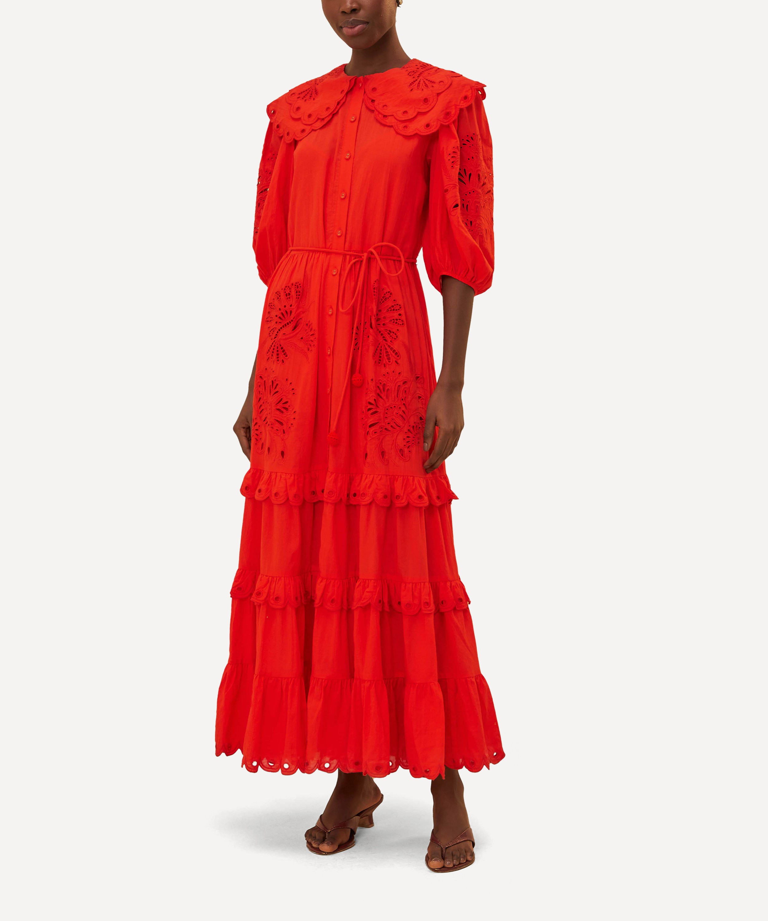 FARM Rio - Red Hummingbird Richelieu Maxi Dress