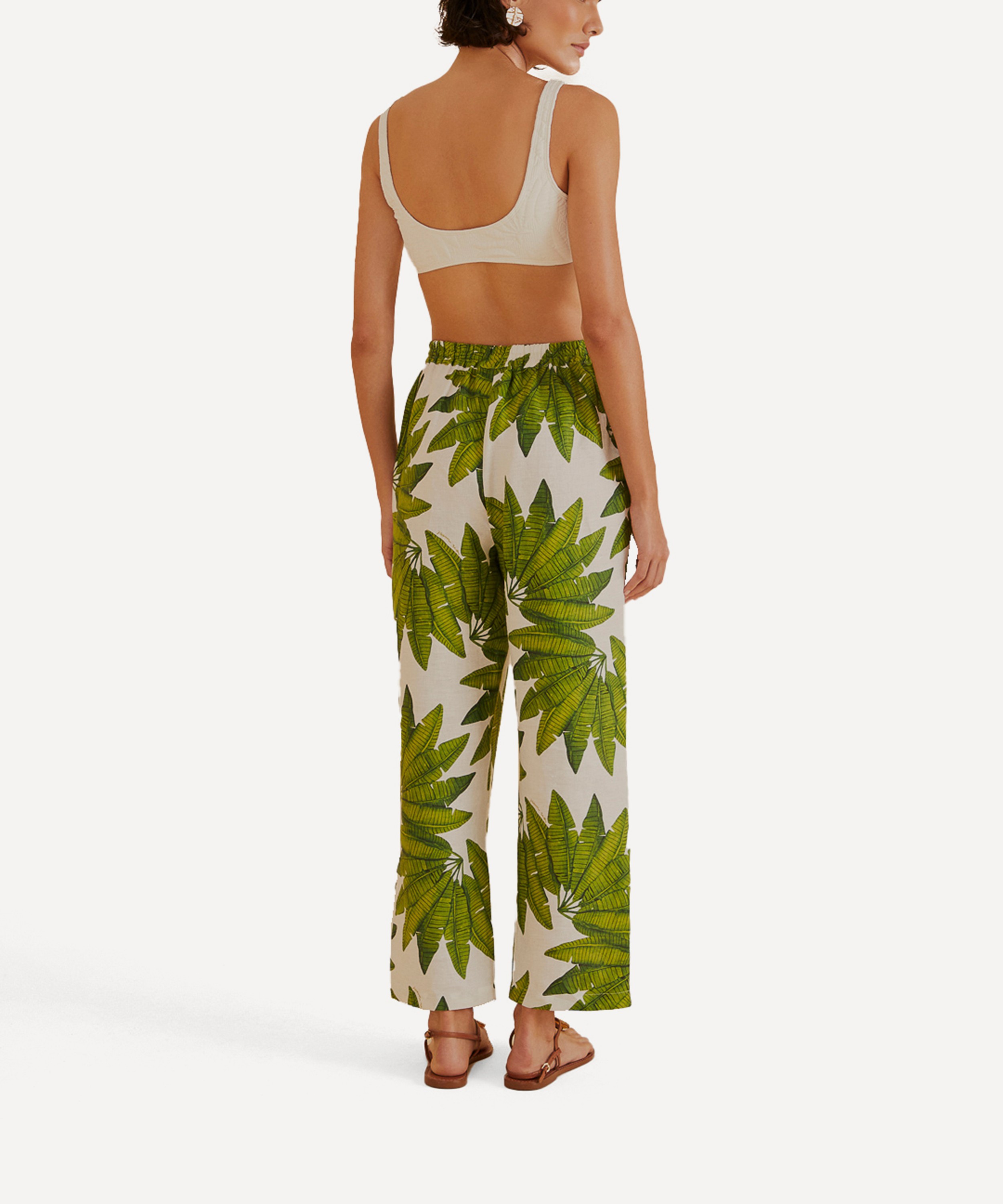 FARM Rio - Off-White Palm Fan Trousers image number 1