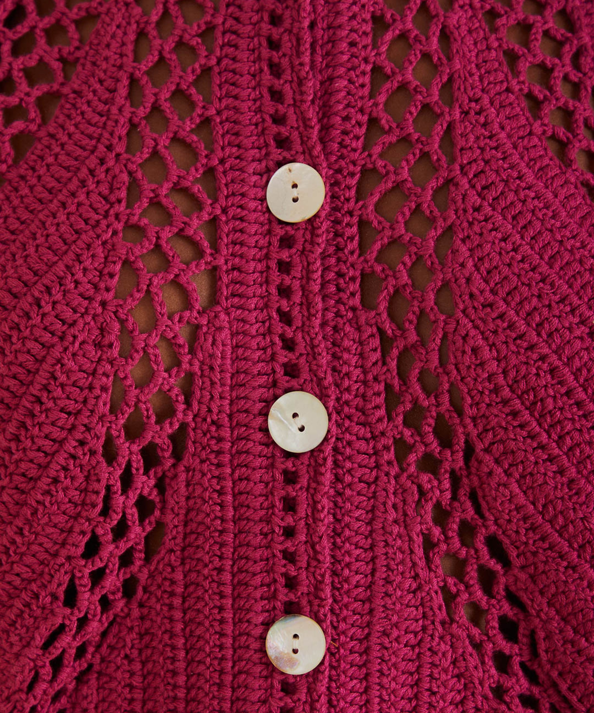 FARM Rio - Pink Flower Draw Crochet Cardigan image number 2