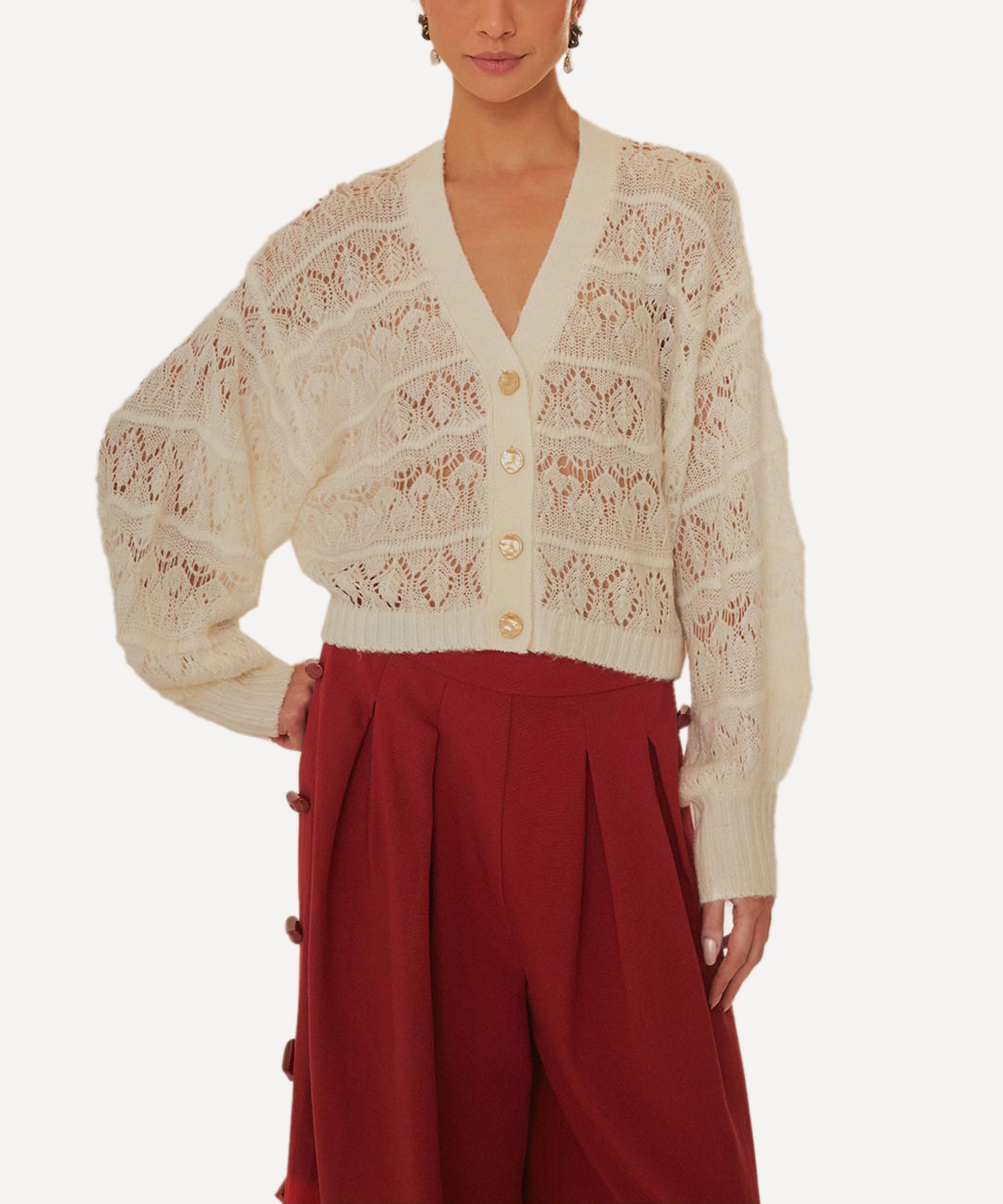 FARM Rio - Off White Textured Knit Cardigan image number 0