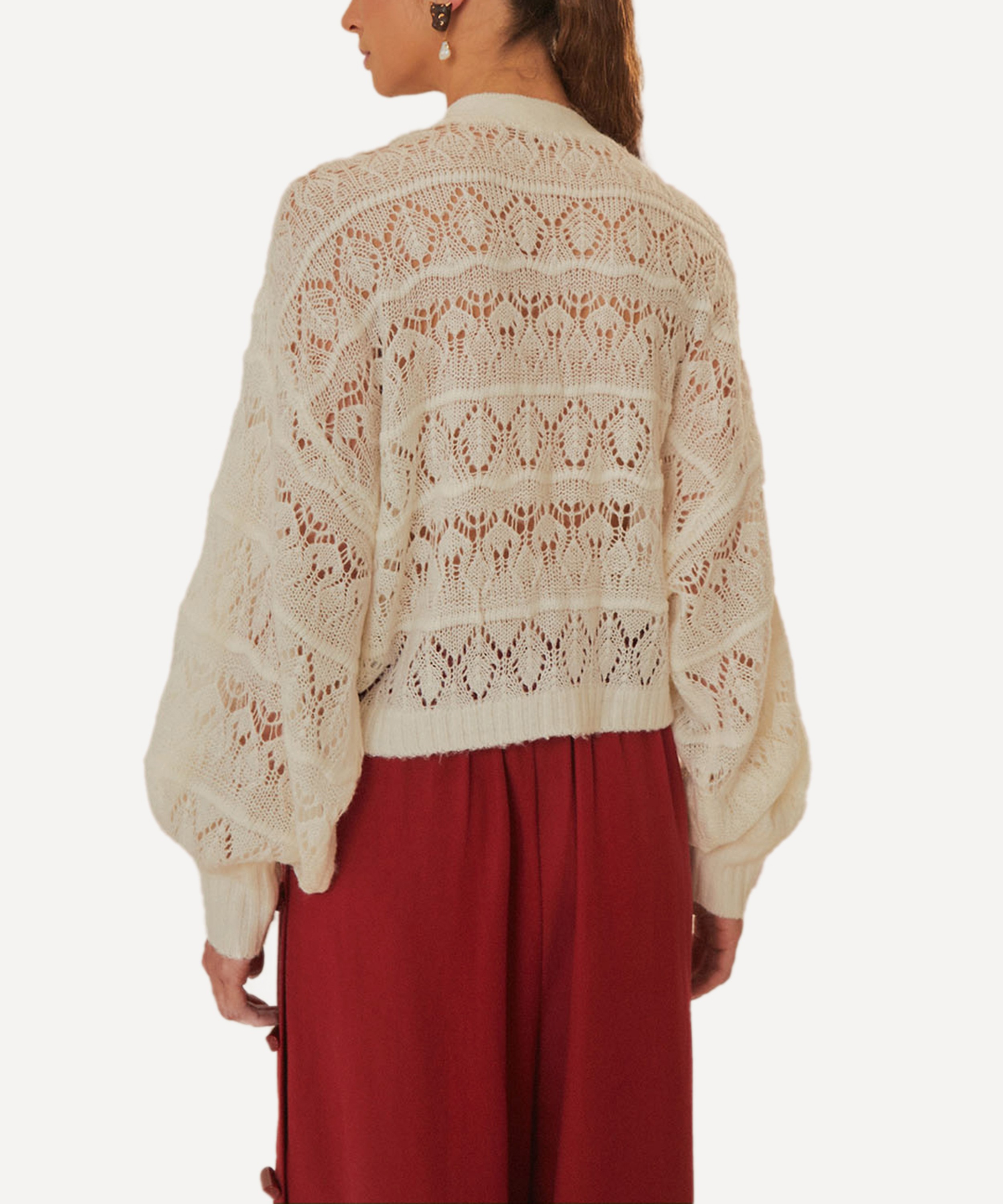 FARM Rio - Off White Textured Knit Cardigan image number 1