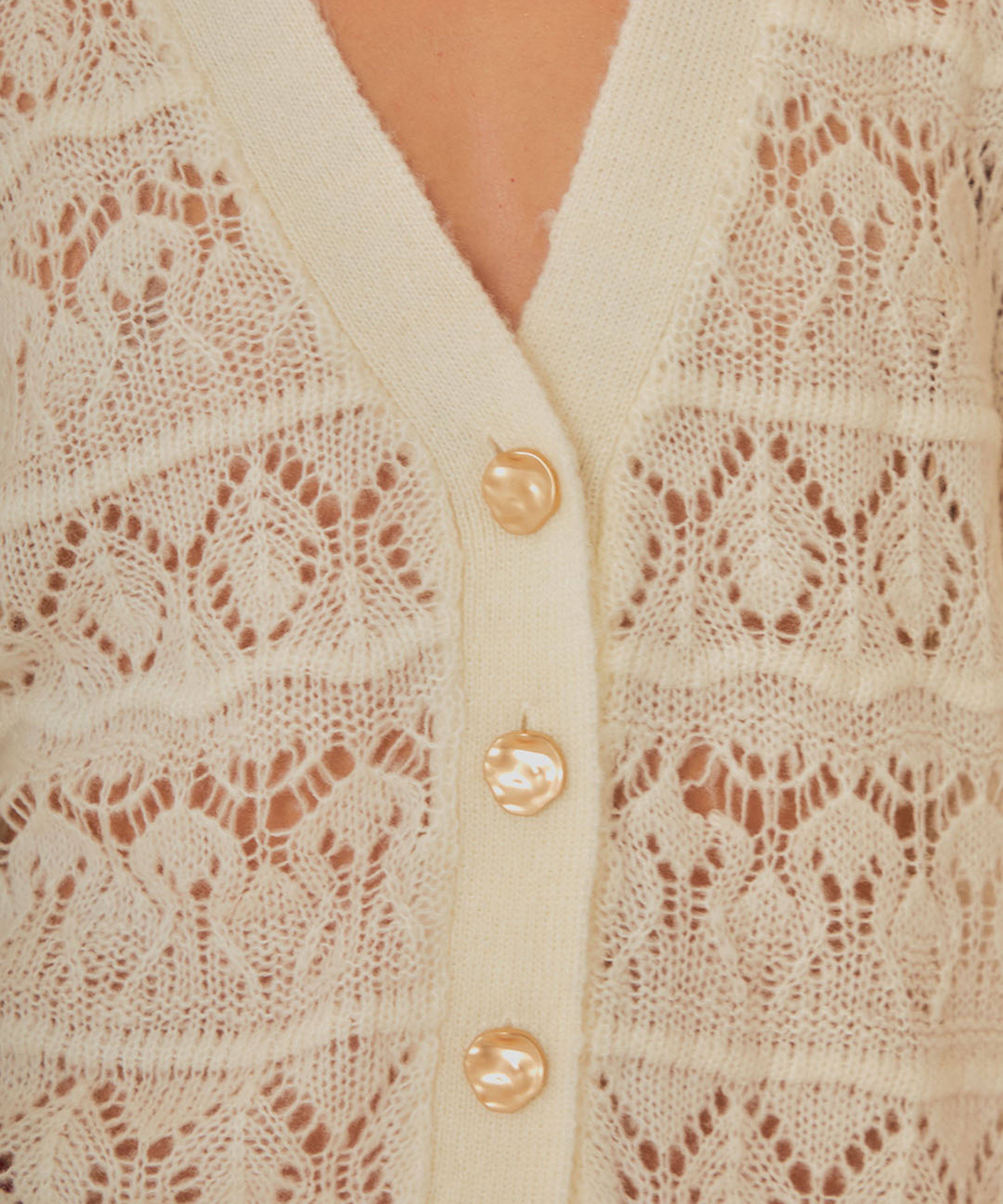 FARM Rio - Off White Textured Knit Cardigan image number 2