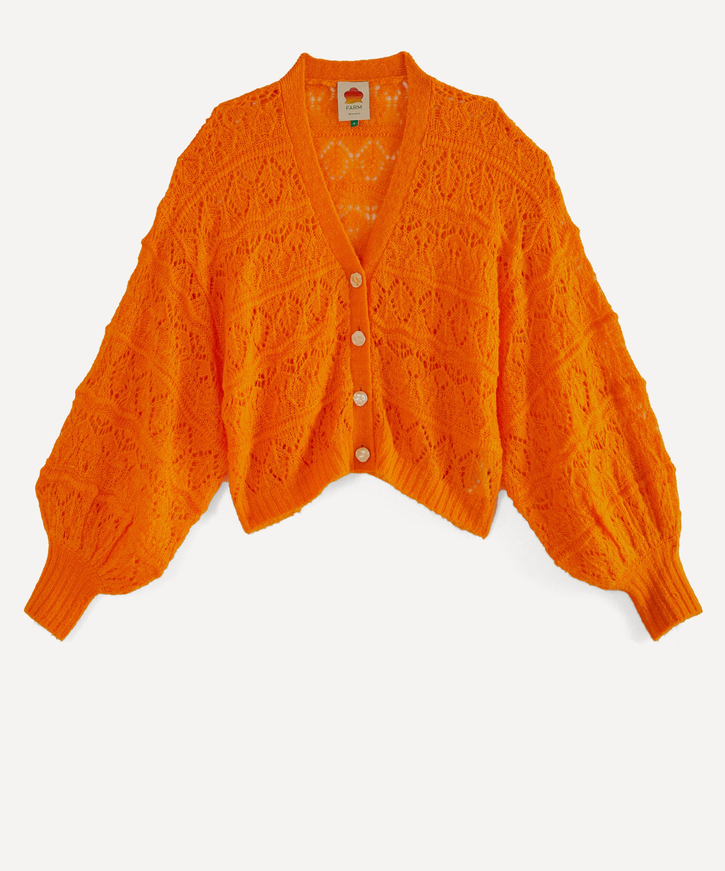 FARM Rio - Orange Textured Knit Cardigan image number 0